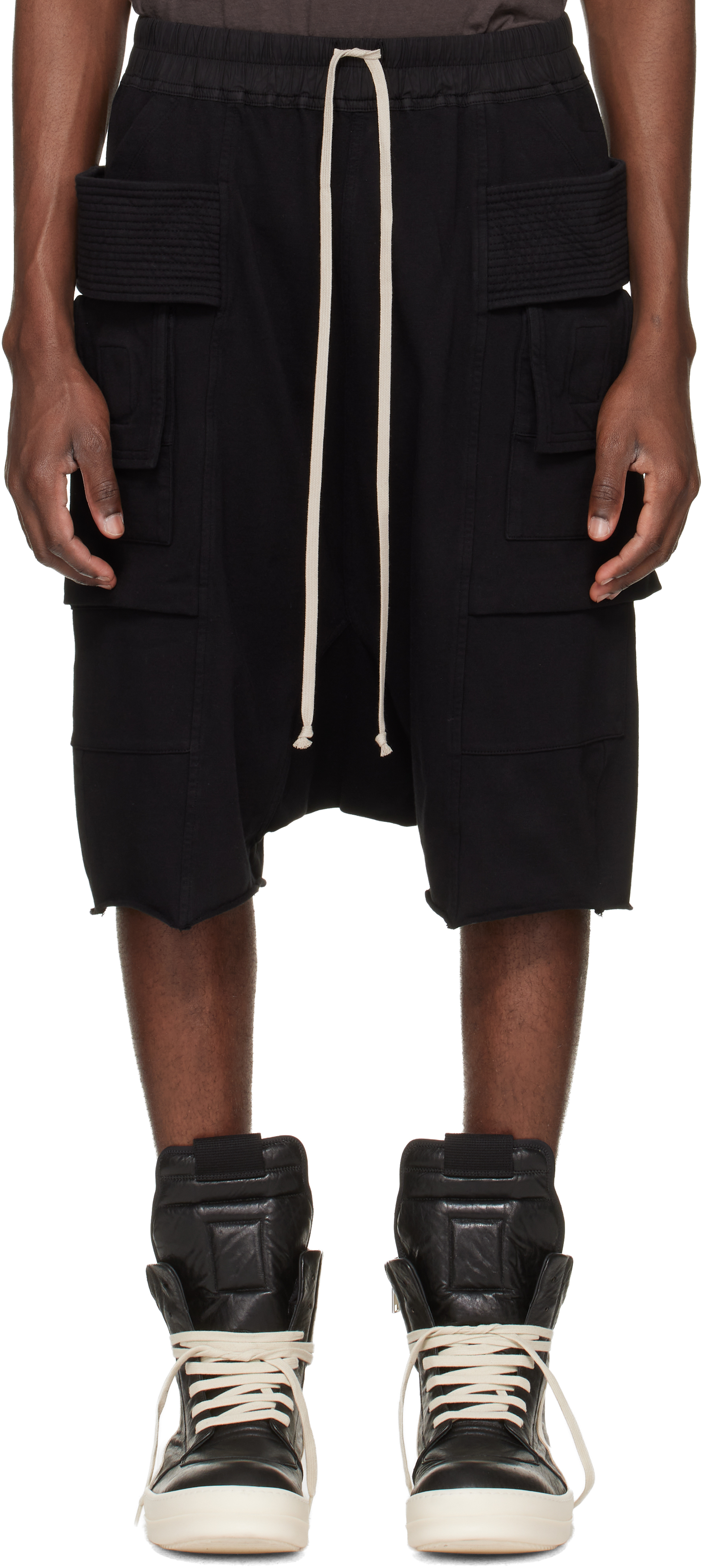 Rick Owens DRKSHDW: Black Temple Creatch Pods Cargo Shorts | SSENSE