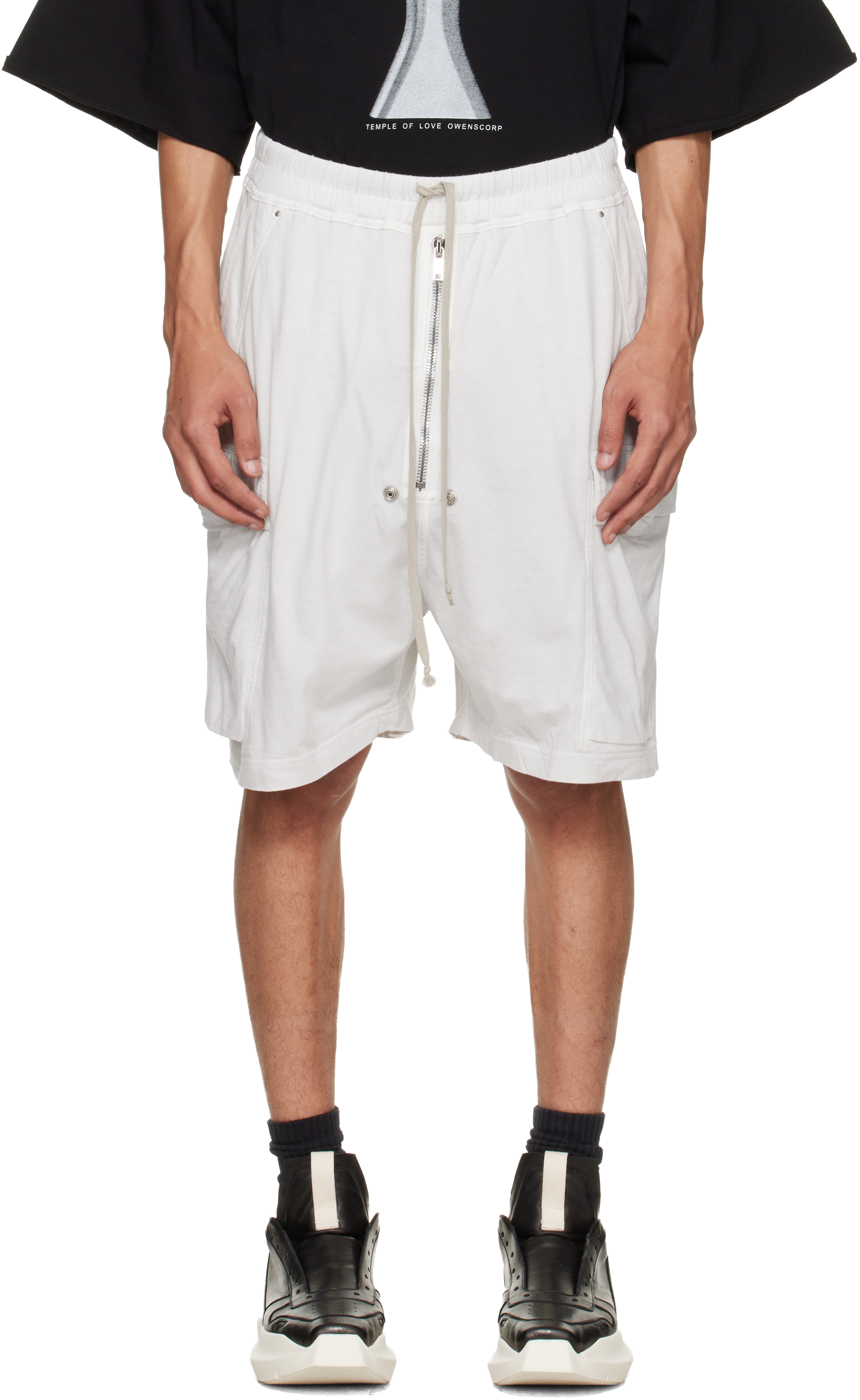 Rick Owens DRKSHDW: Off-White Temple Cargobela Shorts | SSENSE