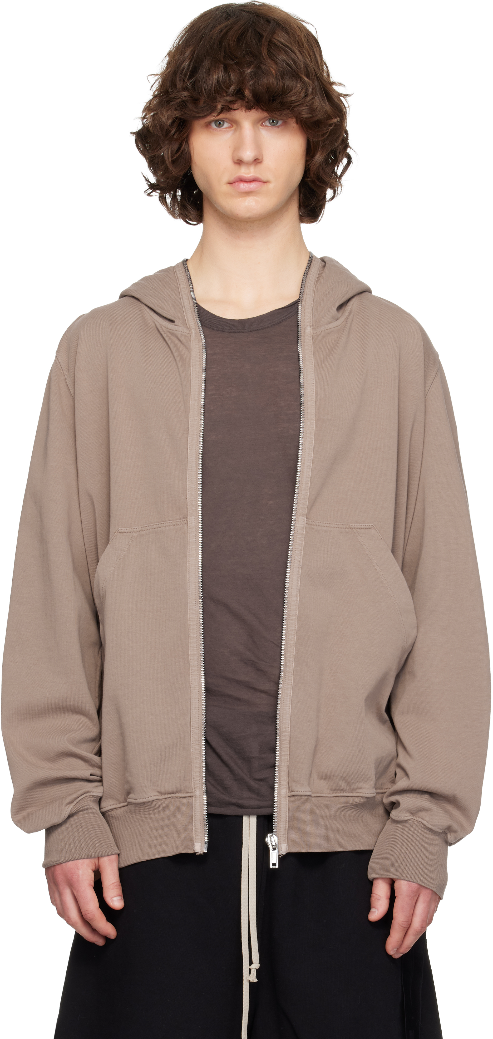 Rick Owens DRKSHDW: トープ Temple Jumbo Gimp フーディ | SSENSE 日本