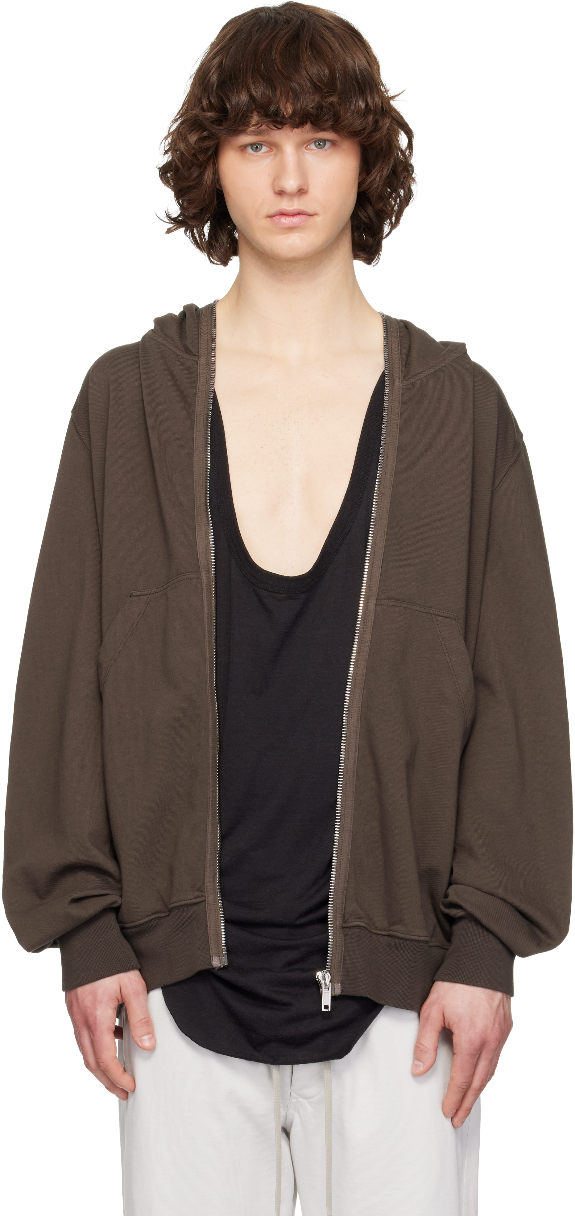Rick Owens DRKSHDW: グレー Temple Jumbo Gimp フーディ | SSENSE 日本