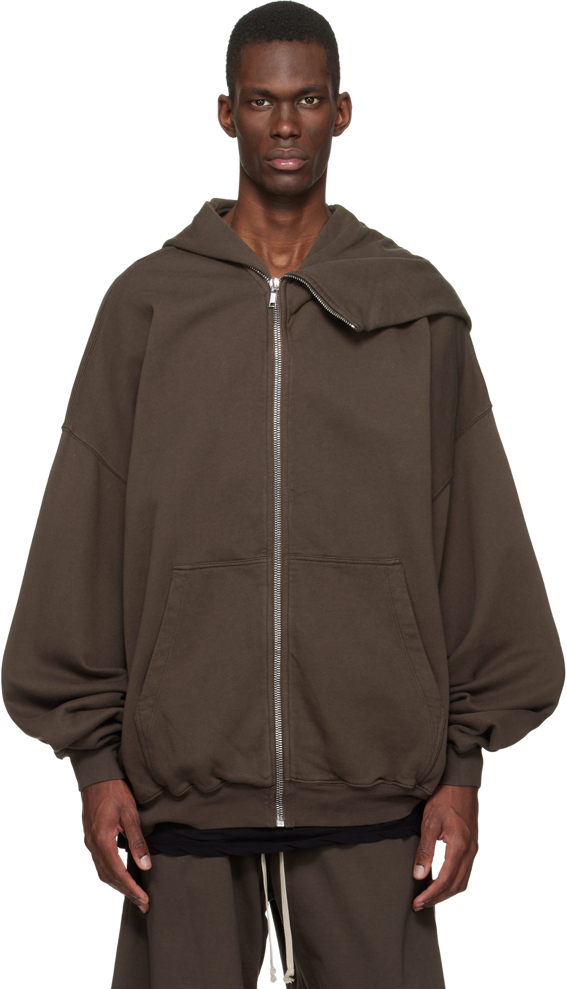 Rick Owens DRKSHDW: Brown Temple Mountain Hun Hoodie | SSENSE Canada