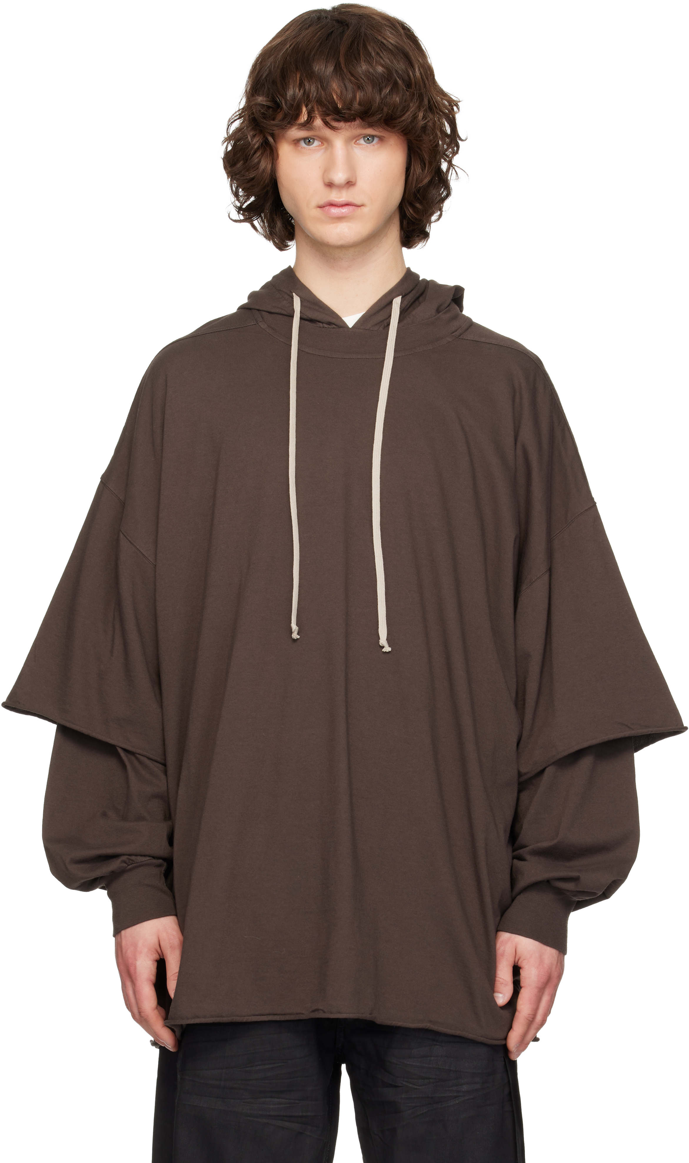 Rick Owens DRKSHDW: Gray Temple Tommy Hustler Hoodie | SSENSE