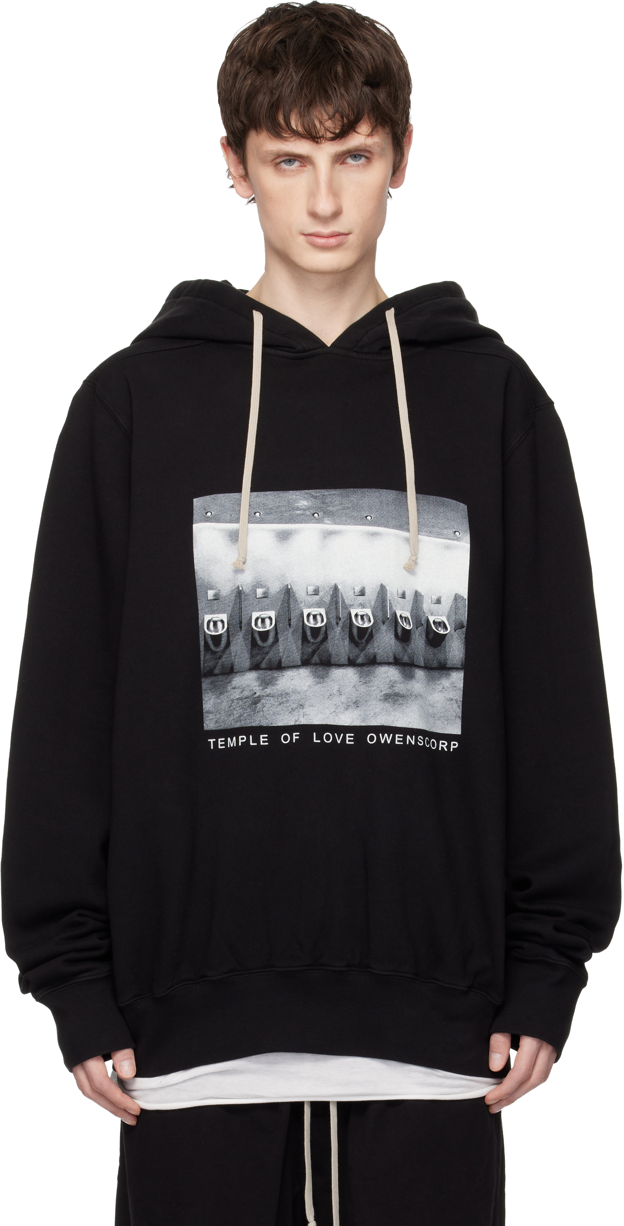 Rick Owens ダッフル ビッグフード 36 Rick Owens DRKSHDW: ブラック Temple オーバーサイズ フーディ