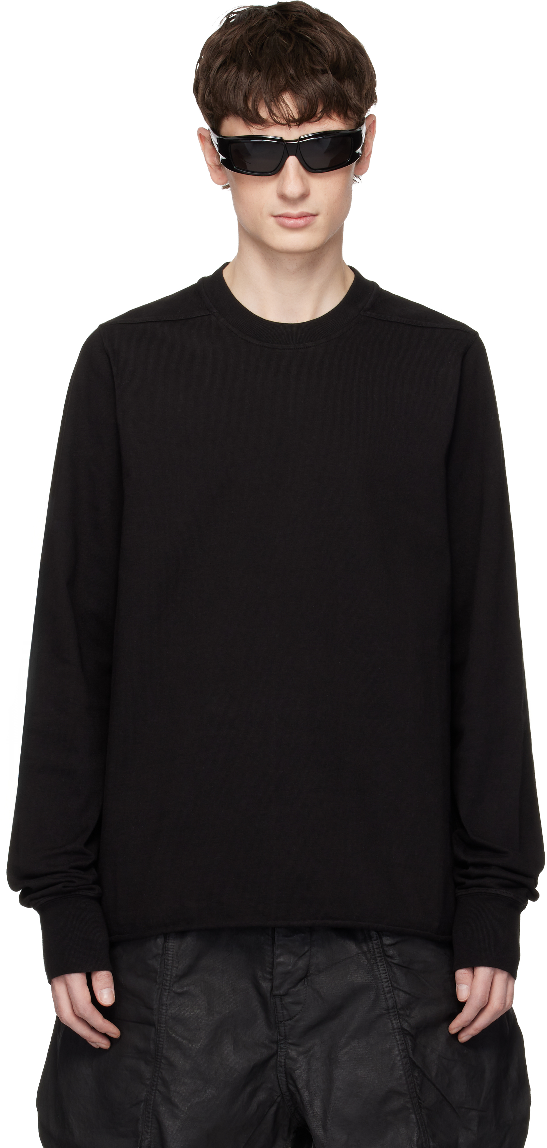 Rick Owens DRKSHDW: ブラック Temple クルーネック スウェットシャツ