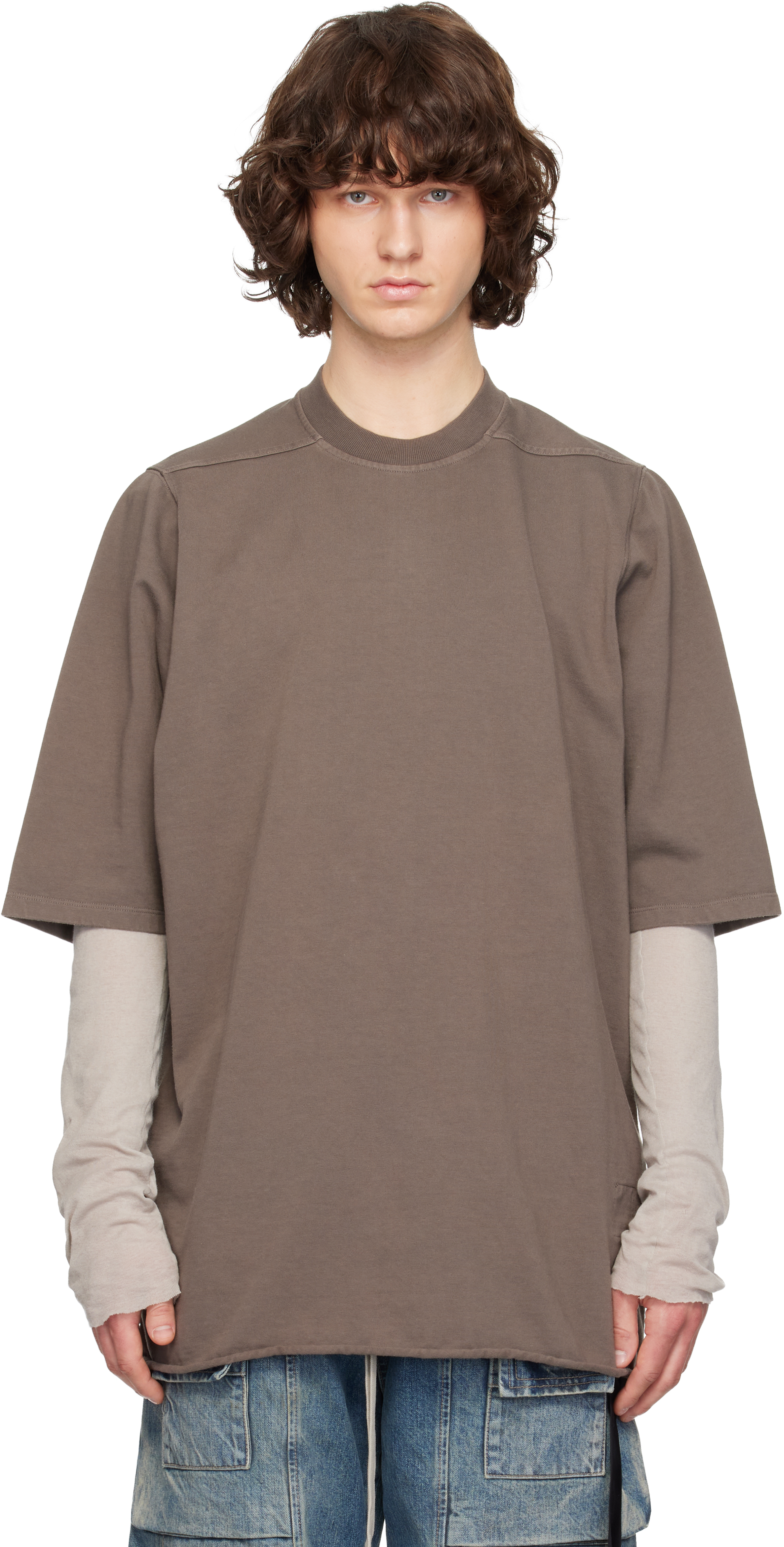 Rick Owens DRKSHDW: Gray Temple Jumbo S/S T-shirt | SSENSE