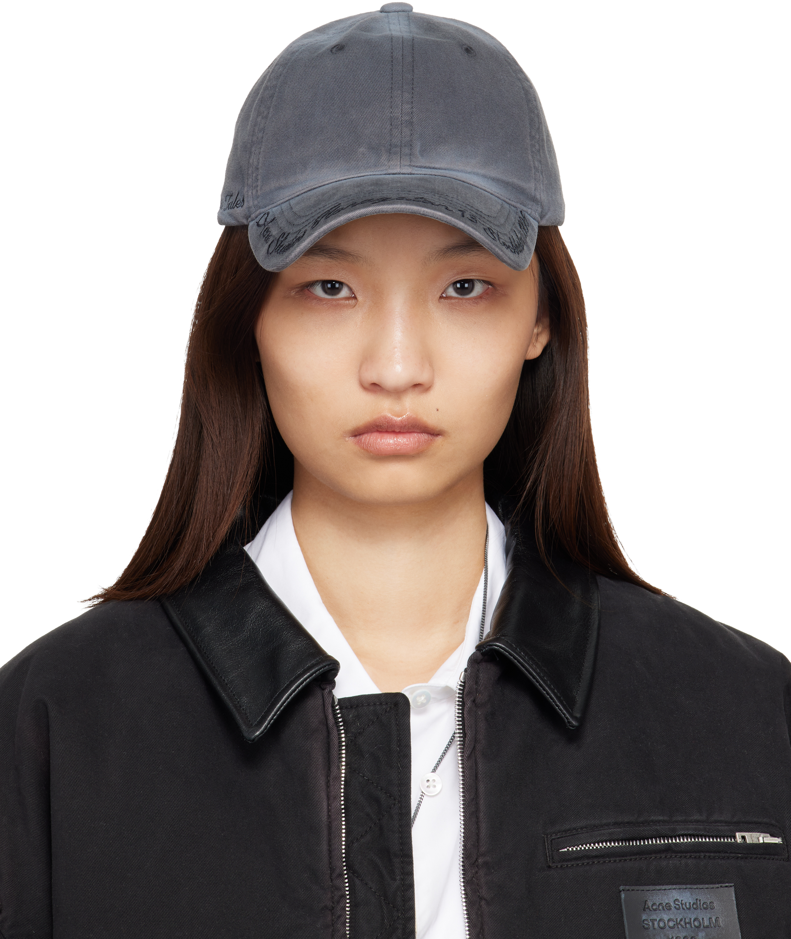 Acne Studios: Gray Logo Cap | SSENSE