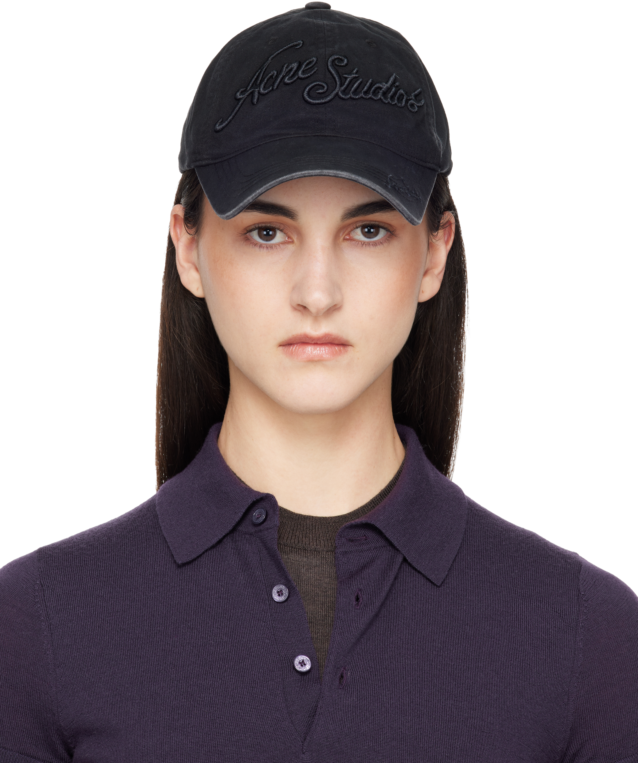 Acne Studios ロゴ キャップ ブラック コットン Acne Studios - Logo cap - Faded black