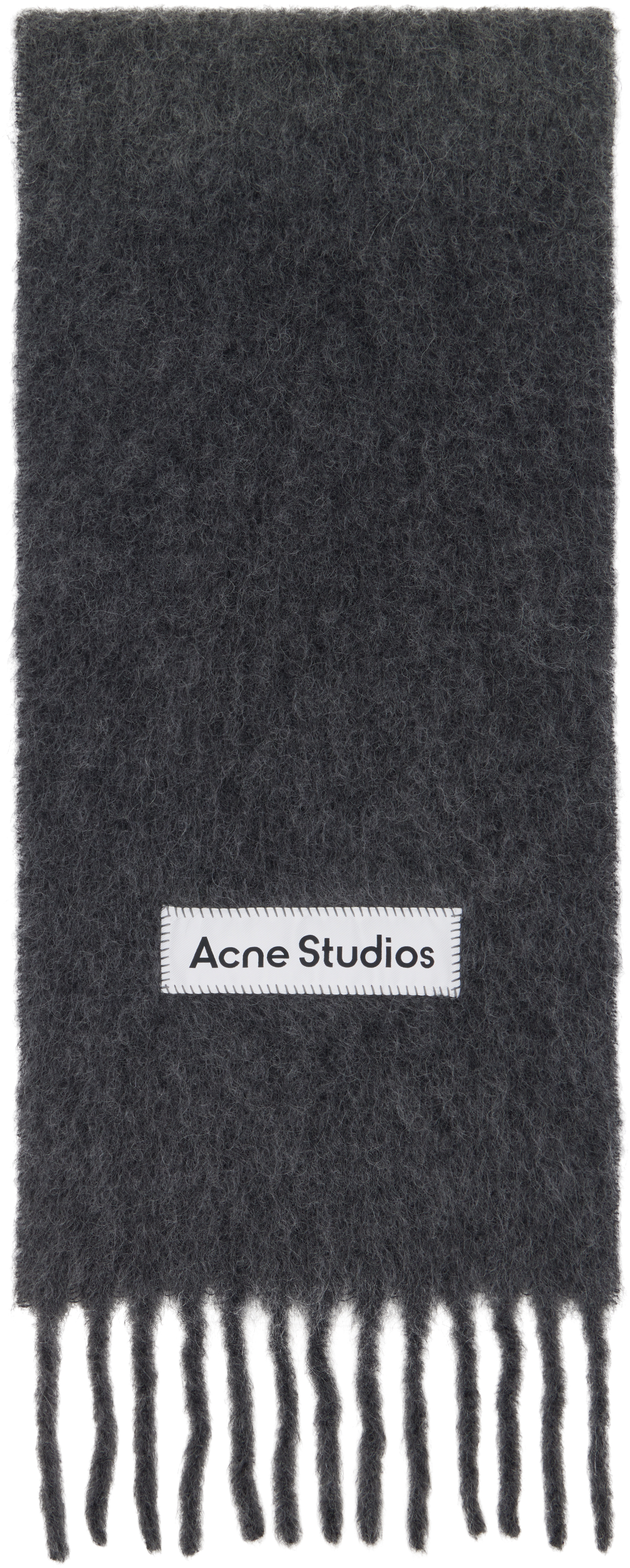 Acne Studios: グレー Wool Fringe マフラー | SSENSE 日本
