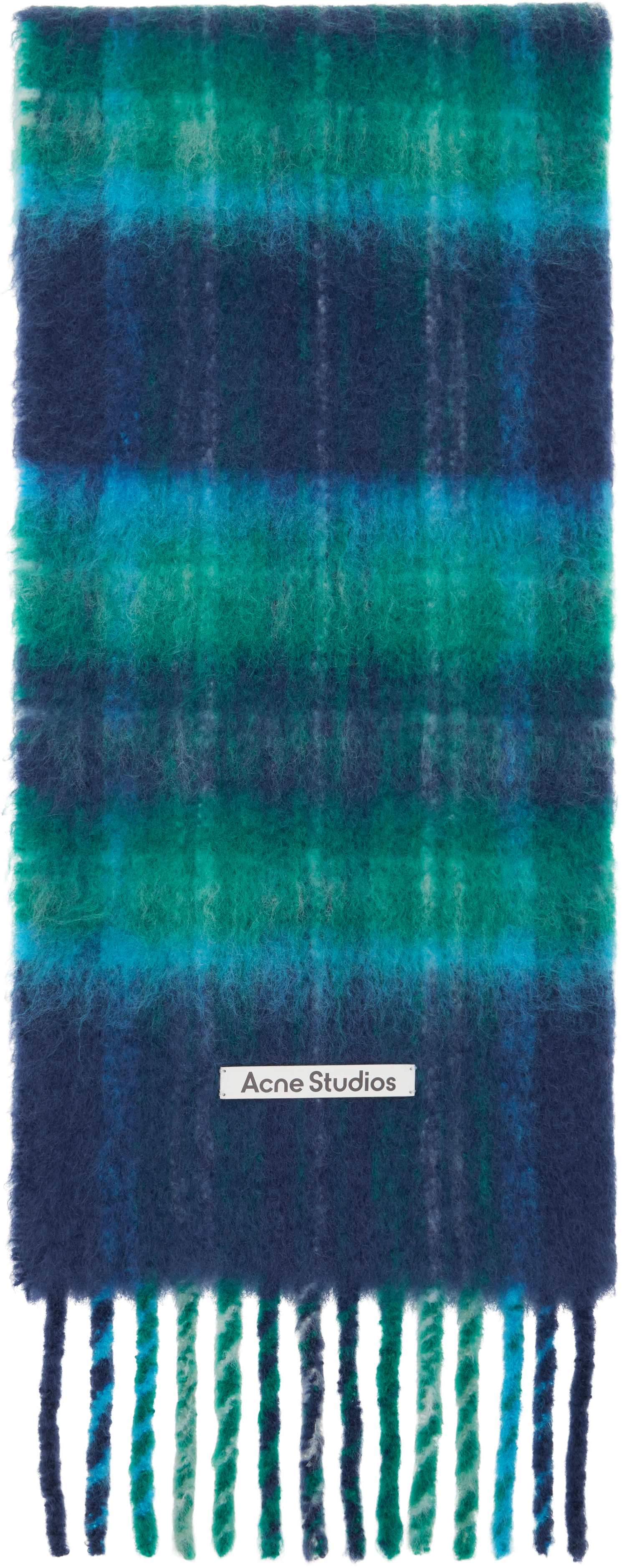 Acne Studios: ブルー＆グリーン Mohair Checked マフラー | SSENSE 日本