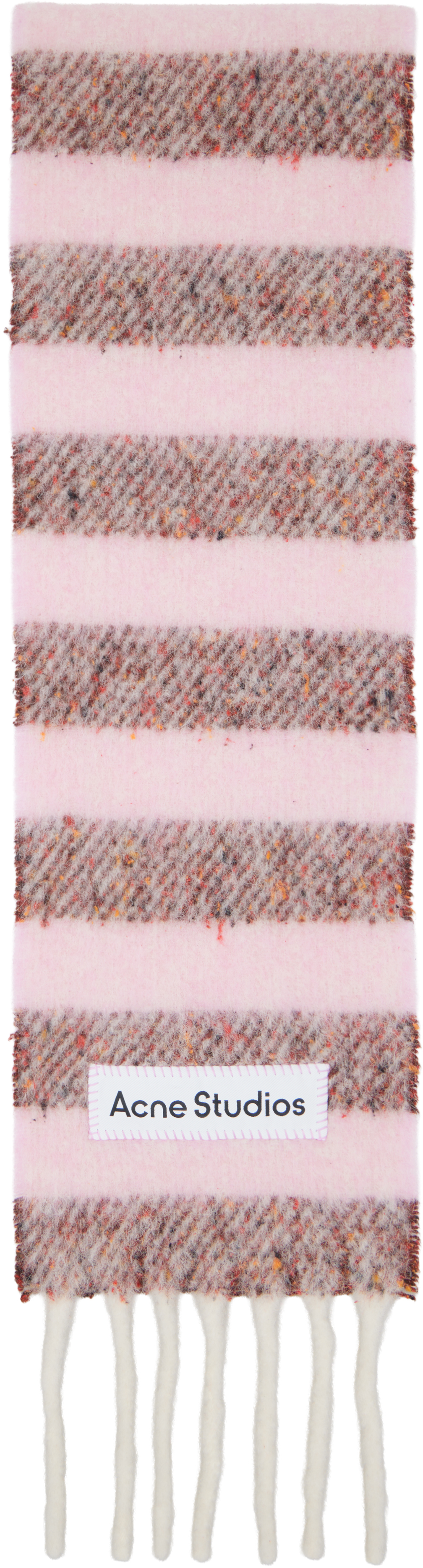 Acne Studios: ピンク Fringed Wool Skinny マフラー | SSENSE 日本