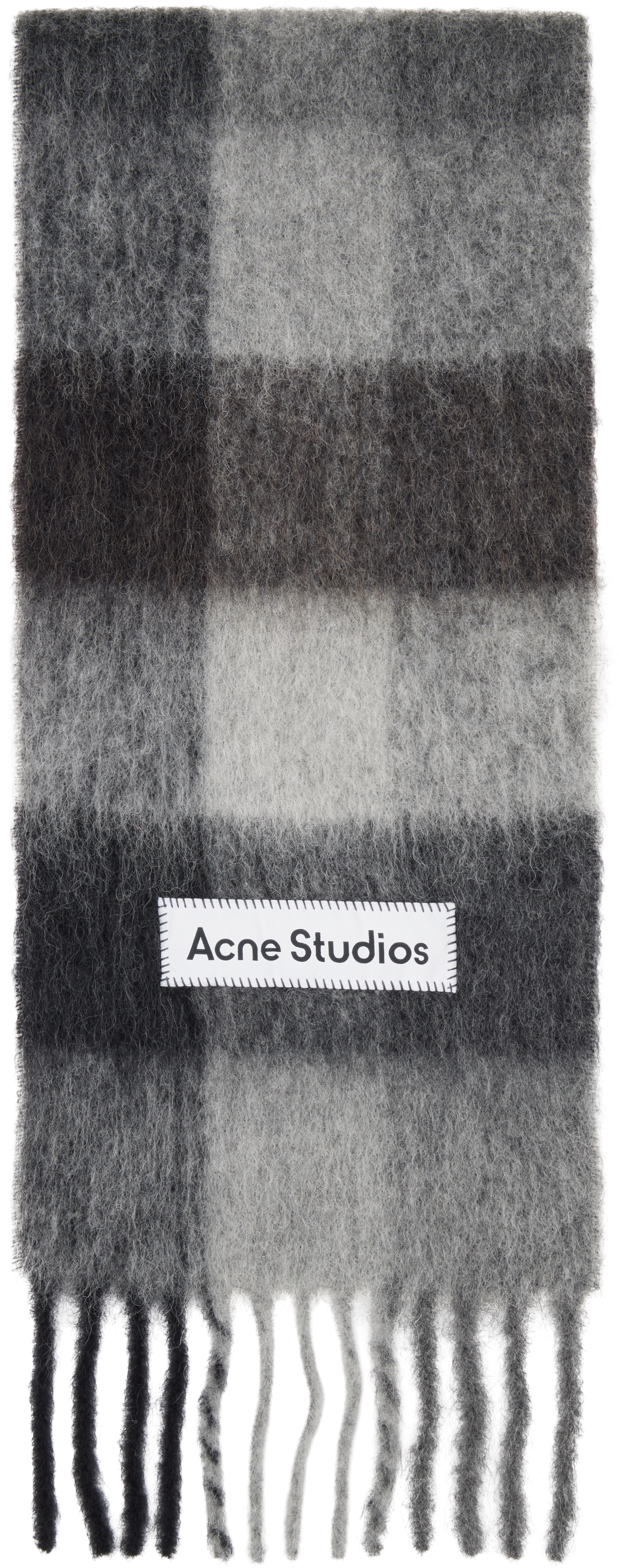 Acne Studios: グレー Mohair Checked マフラー | SSENSE 日本