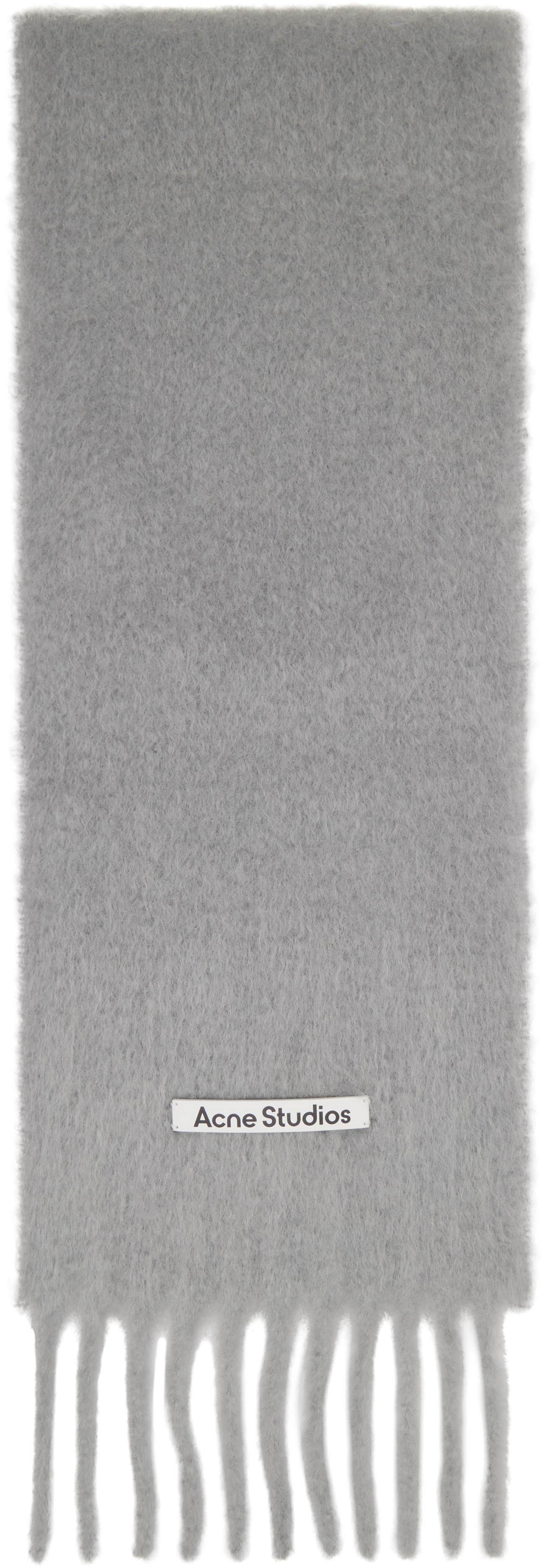 Acne Studios: グレー モヘア ロゴ マフラー | SSENSE 日本