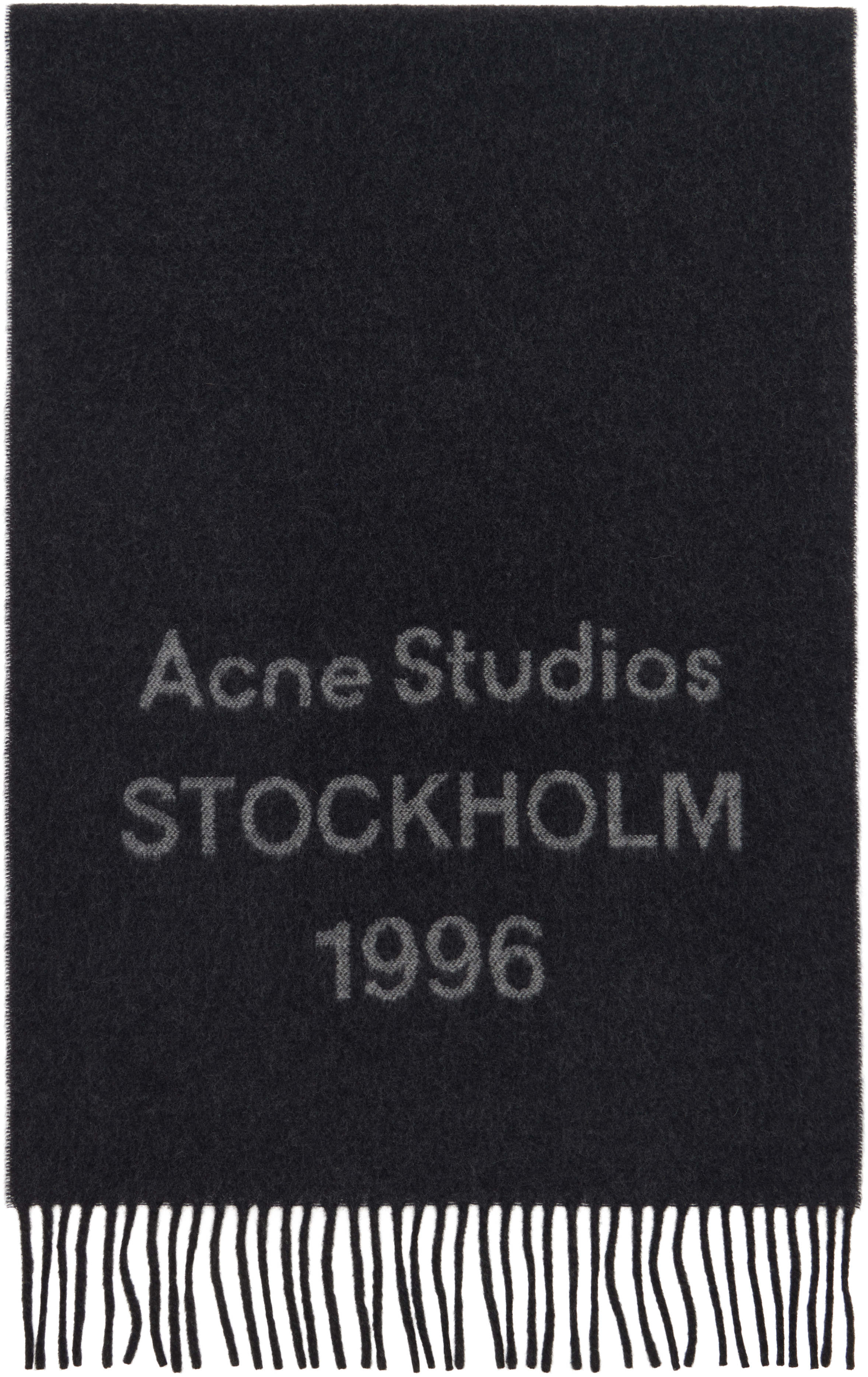 Acne Studios: グレー Logo Wide マフラー | SSENSE 日本
