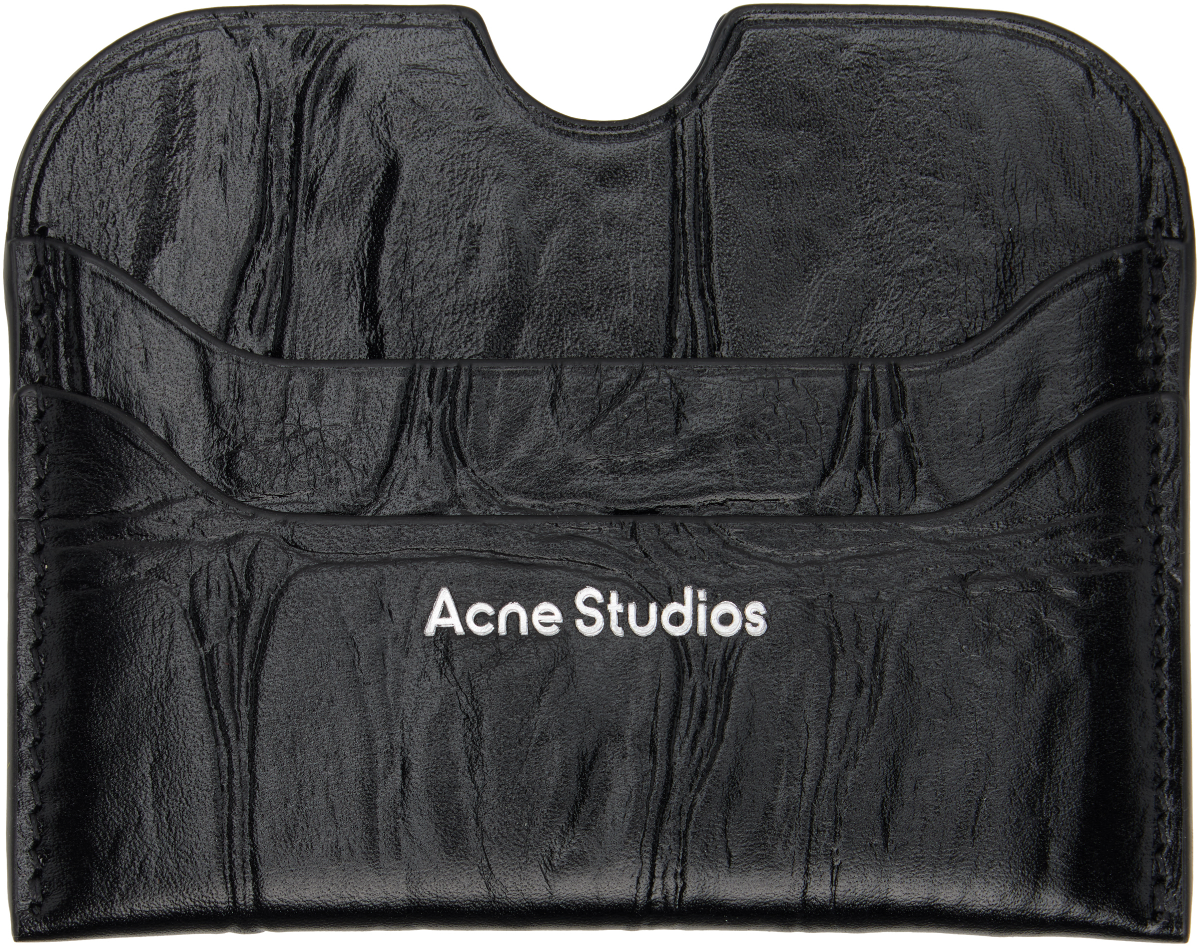 Acne Studios: ブラック レザー カードケース | SSENSE 日本