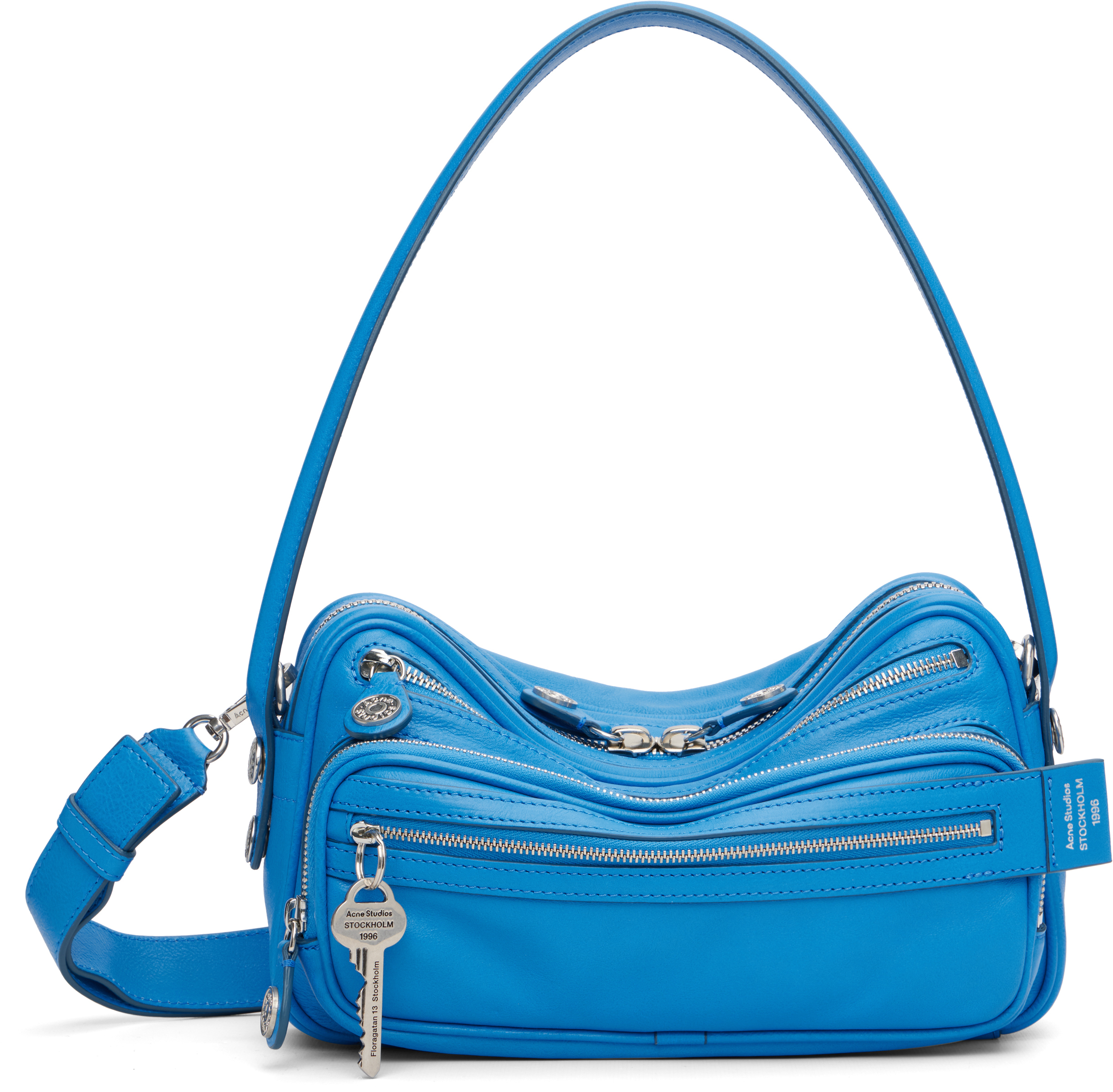Acne Studios: Blue Camero Party Shoulder Bag | SSENSE