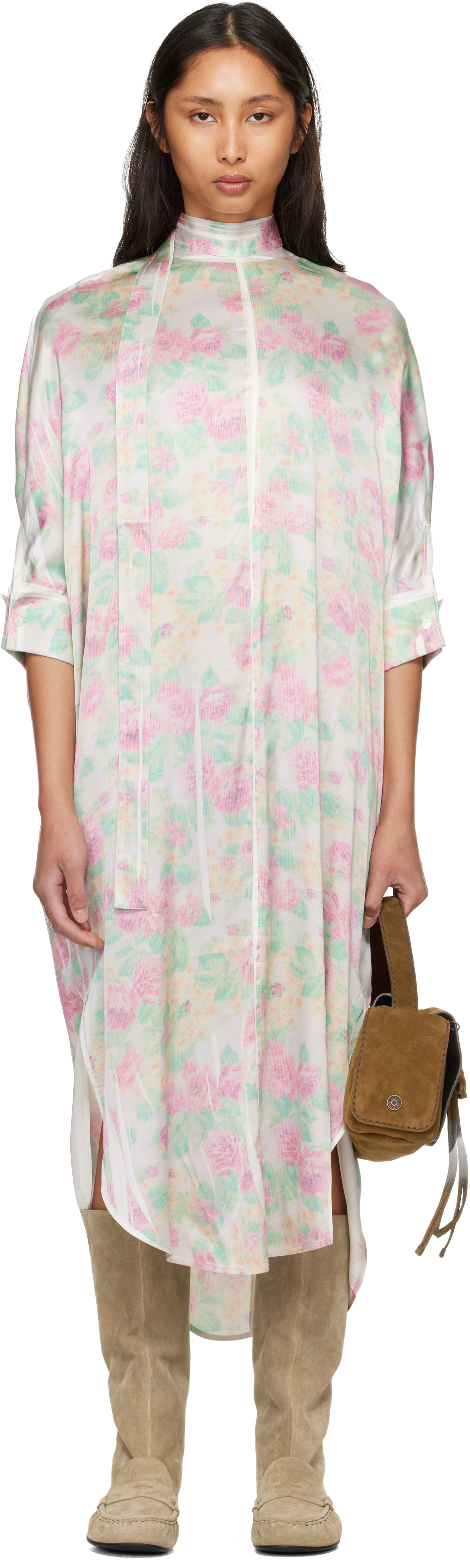 Multicolor Blouse Midi Dress