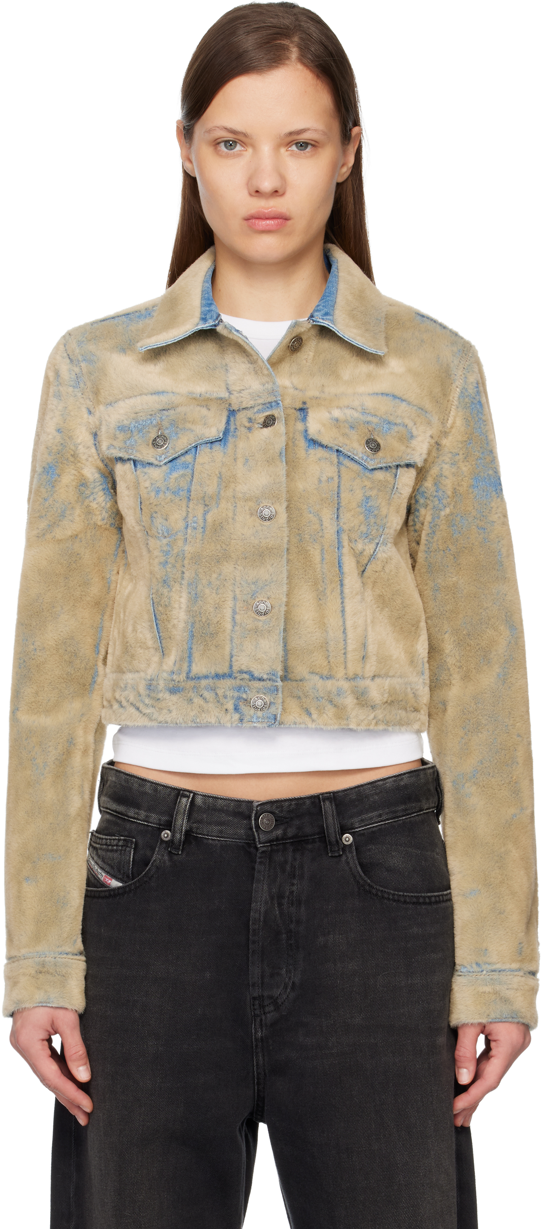 Acne Studios Flocked Denim Crop Jacket