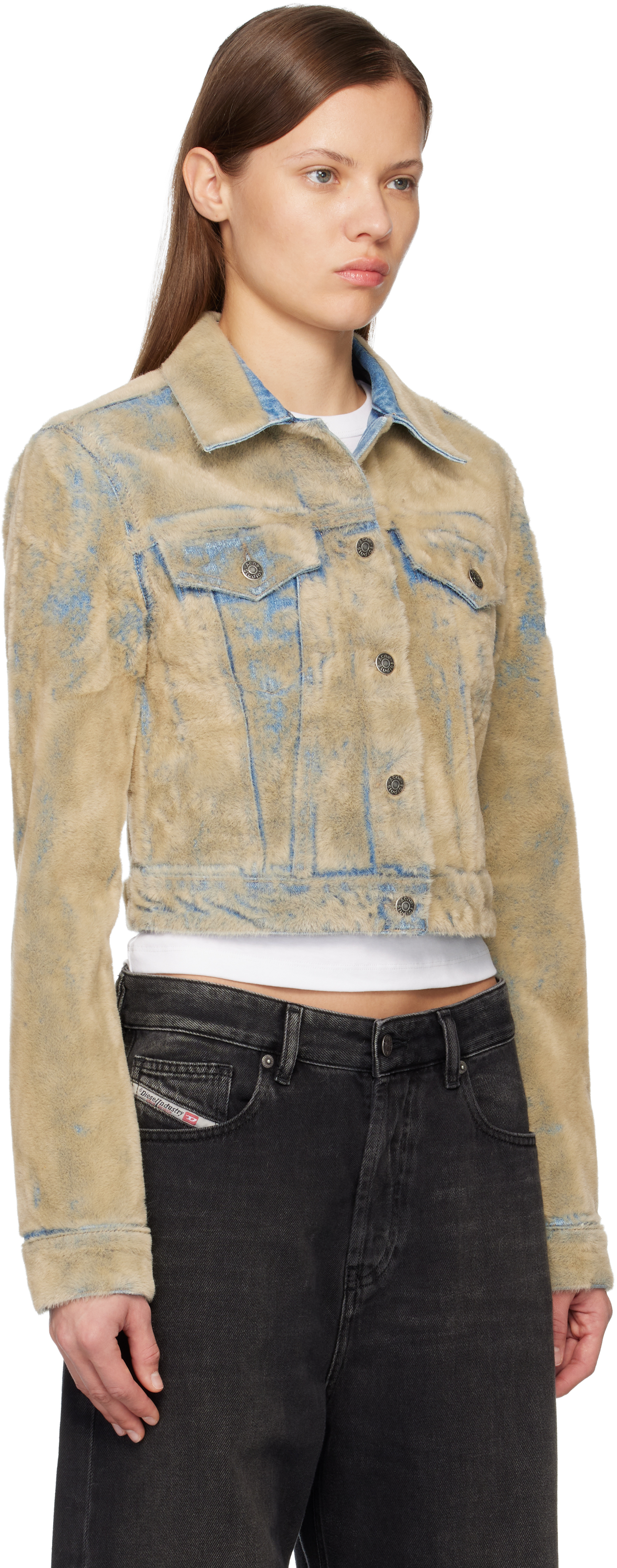 Acne Studios Flocked Denim Crop Jacket
