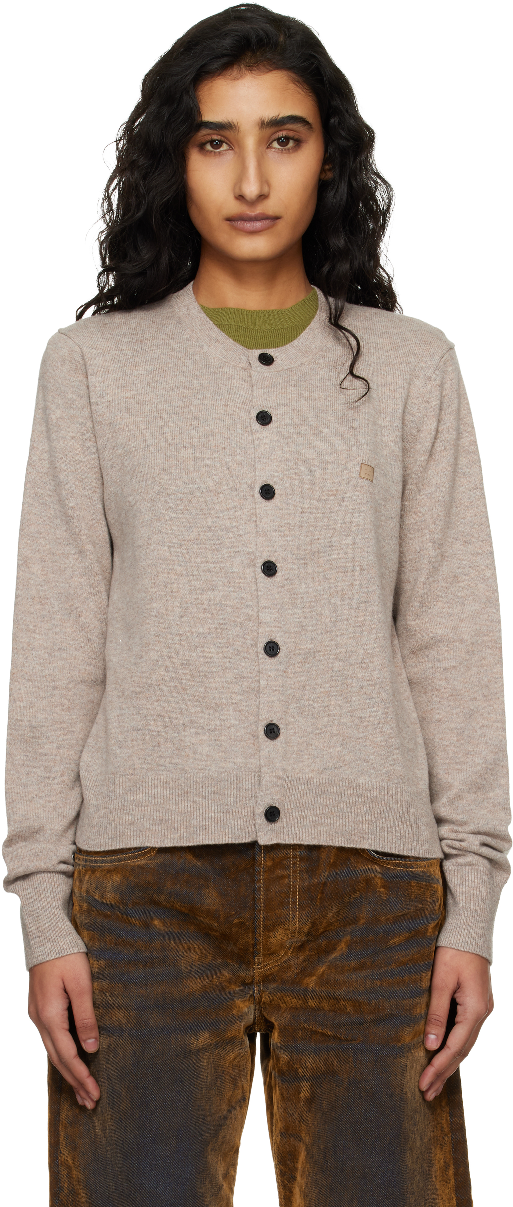 Acne Studios Beige Fitted Yak Wool Cardigan