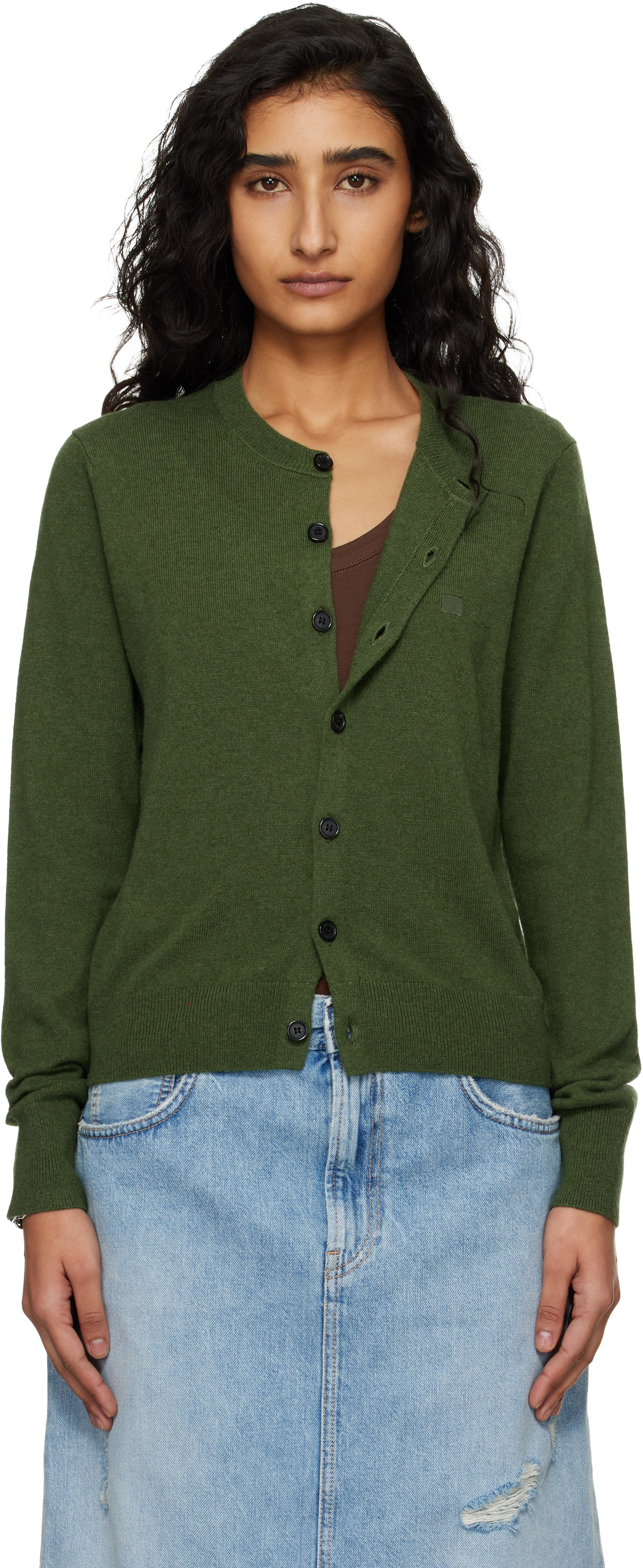 Acne Studios Green Fitted Yak Wool Cardigan