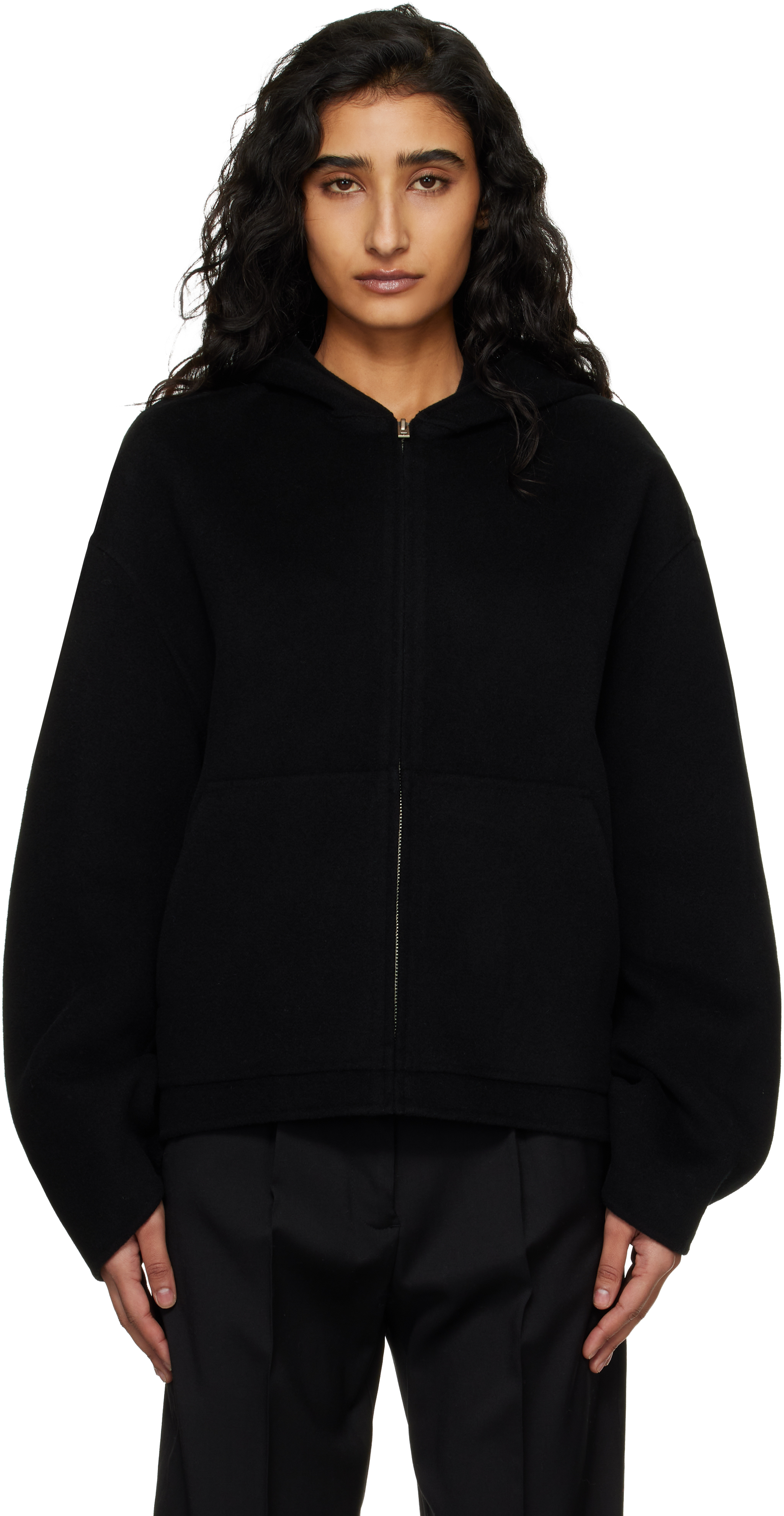 Acne Studios: Black Cashmere Hoodie | SSENSE