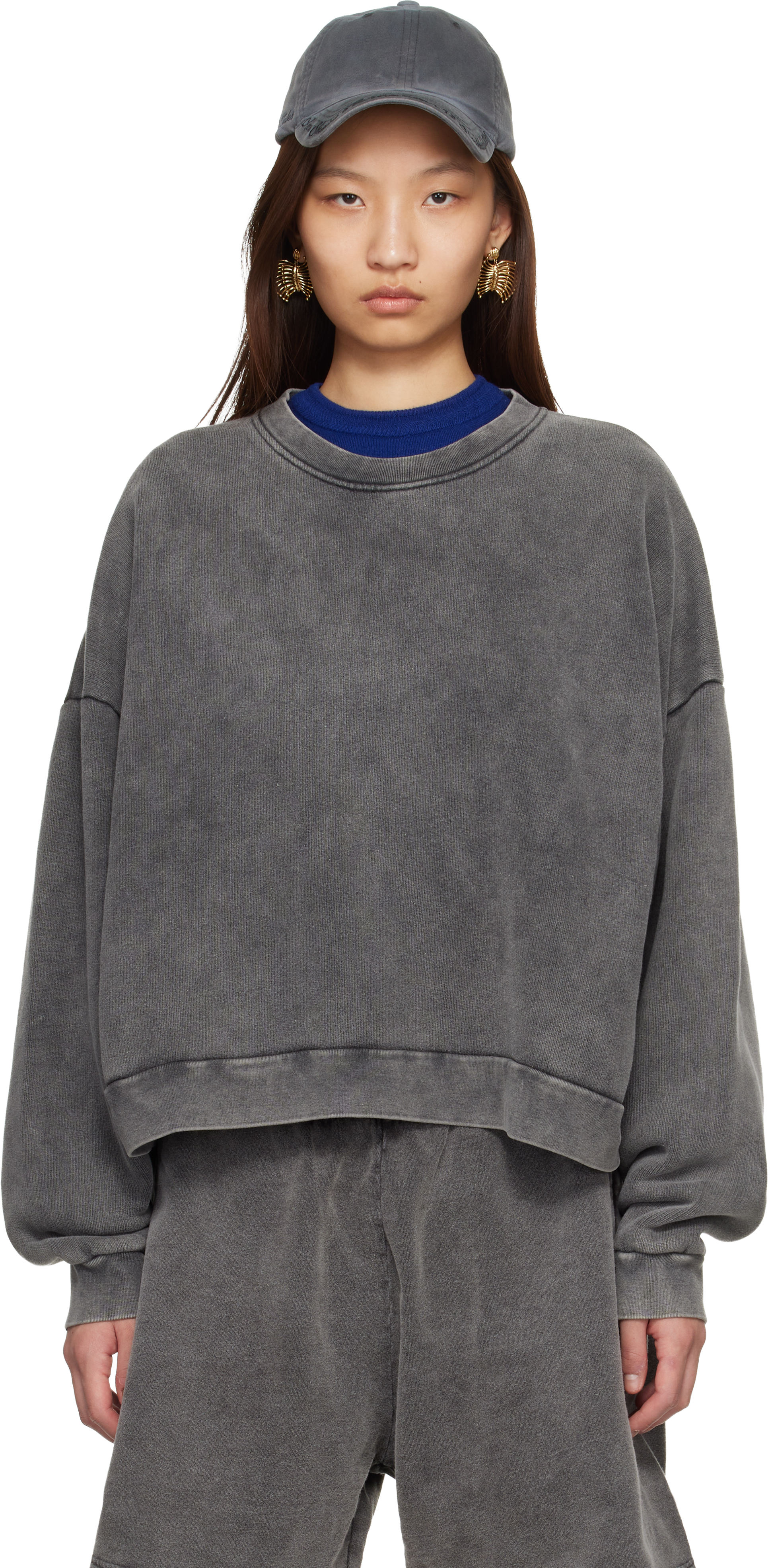 Acne Studios: Gray Logo Patch Sweatshirt | SSENSE