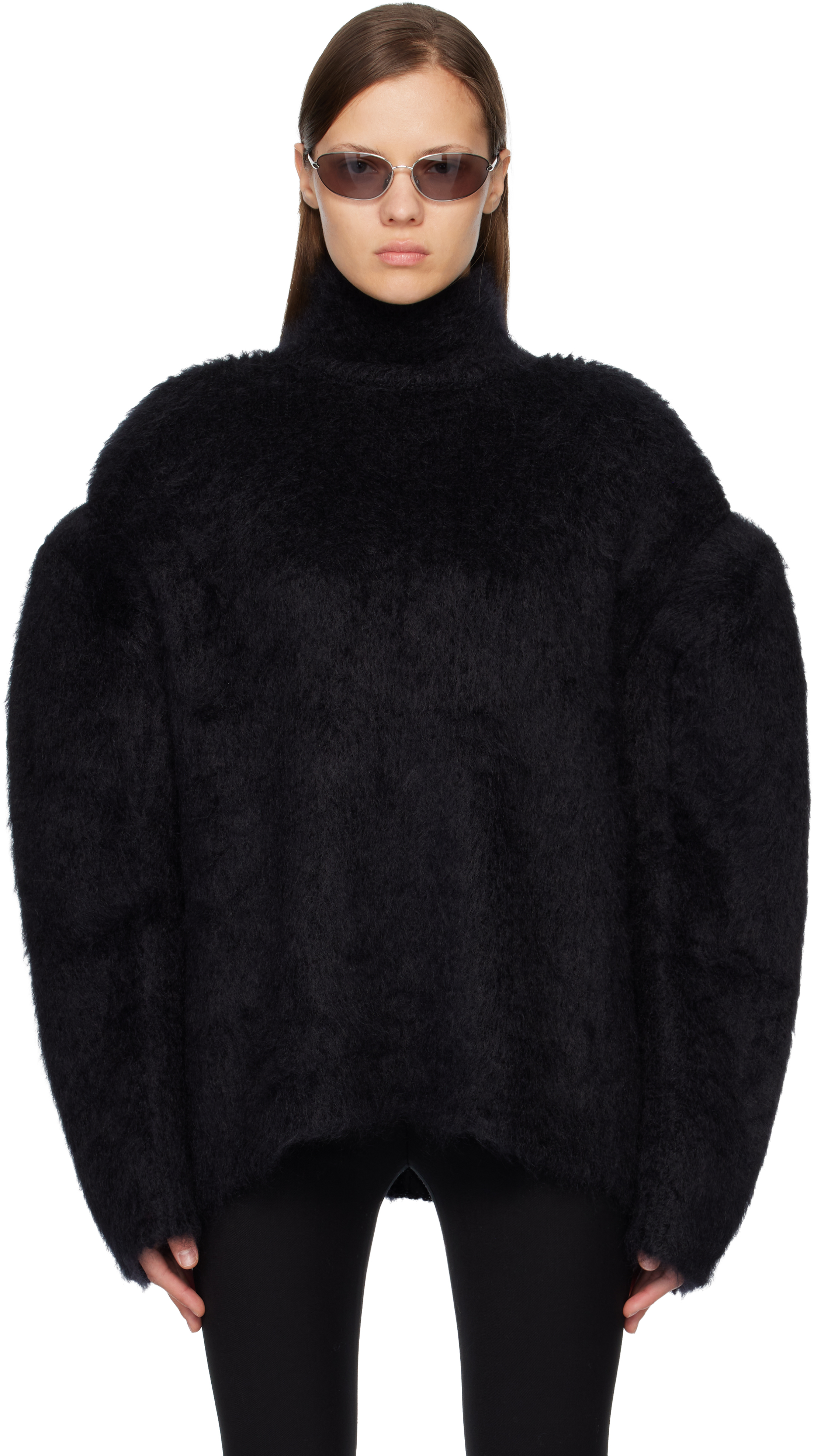 Acne Studios Black Padded Wool Sweater In Black