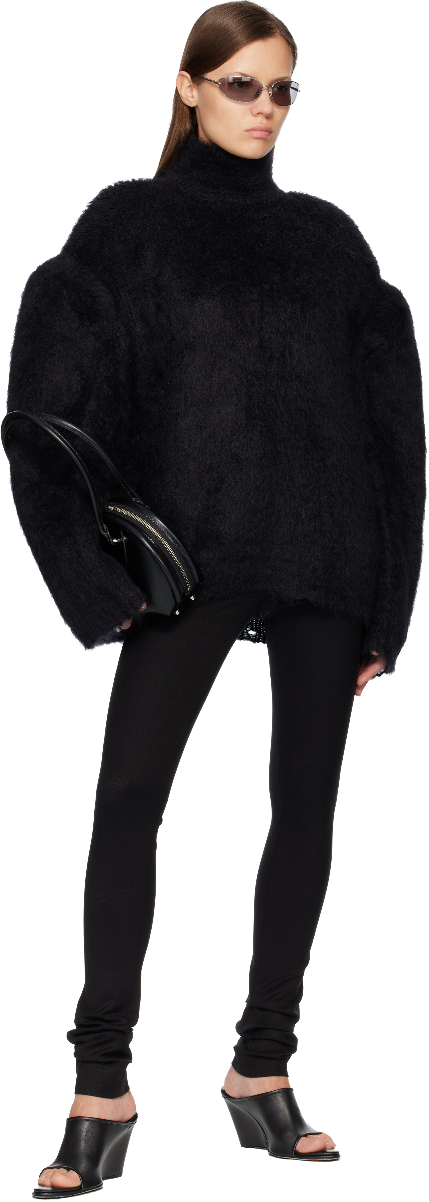 Acne Studios Black Padded Wool Sweater In Black