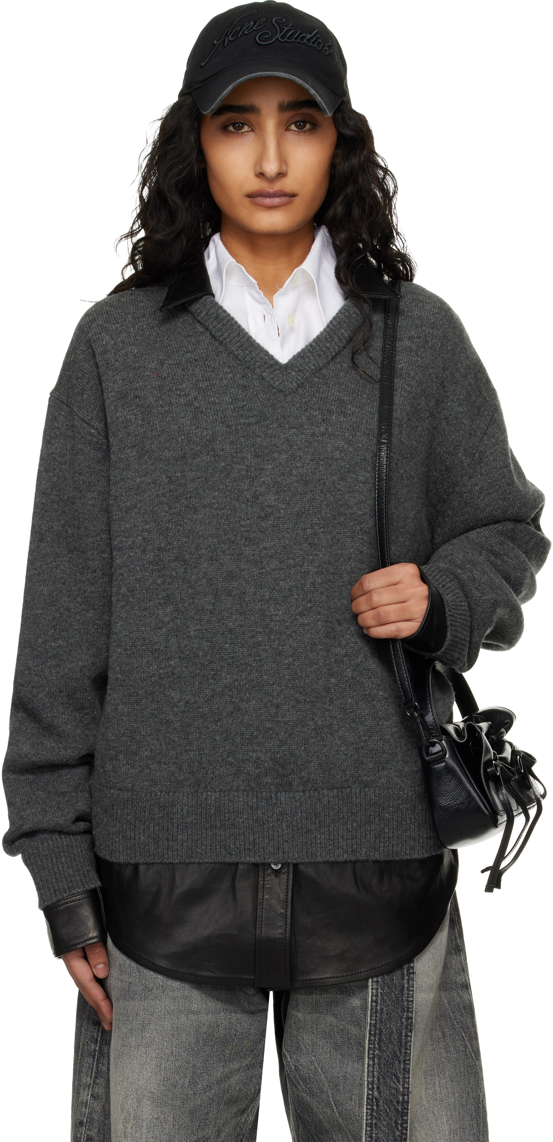 Acne Studios Gray Layered Wool Knit Sweater