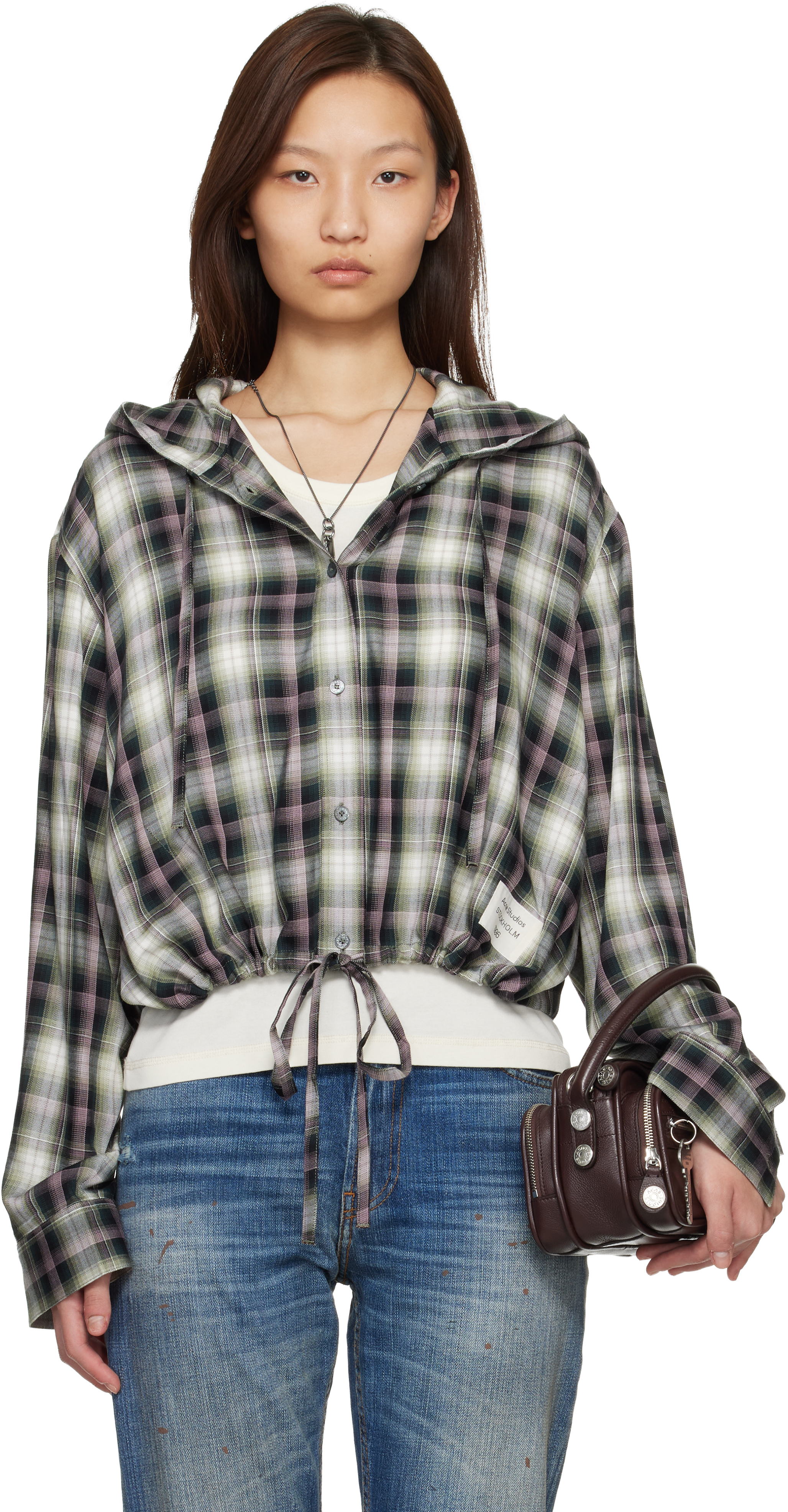 Acne Studios: ブラック＆グリーン フード付き オーバーシャツ