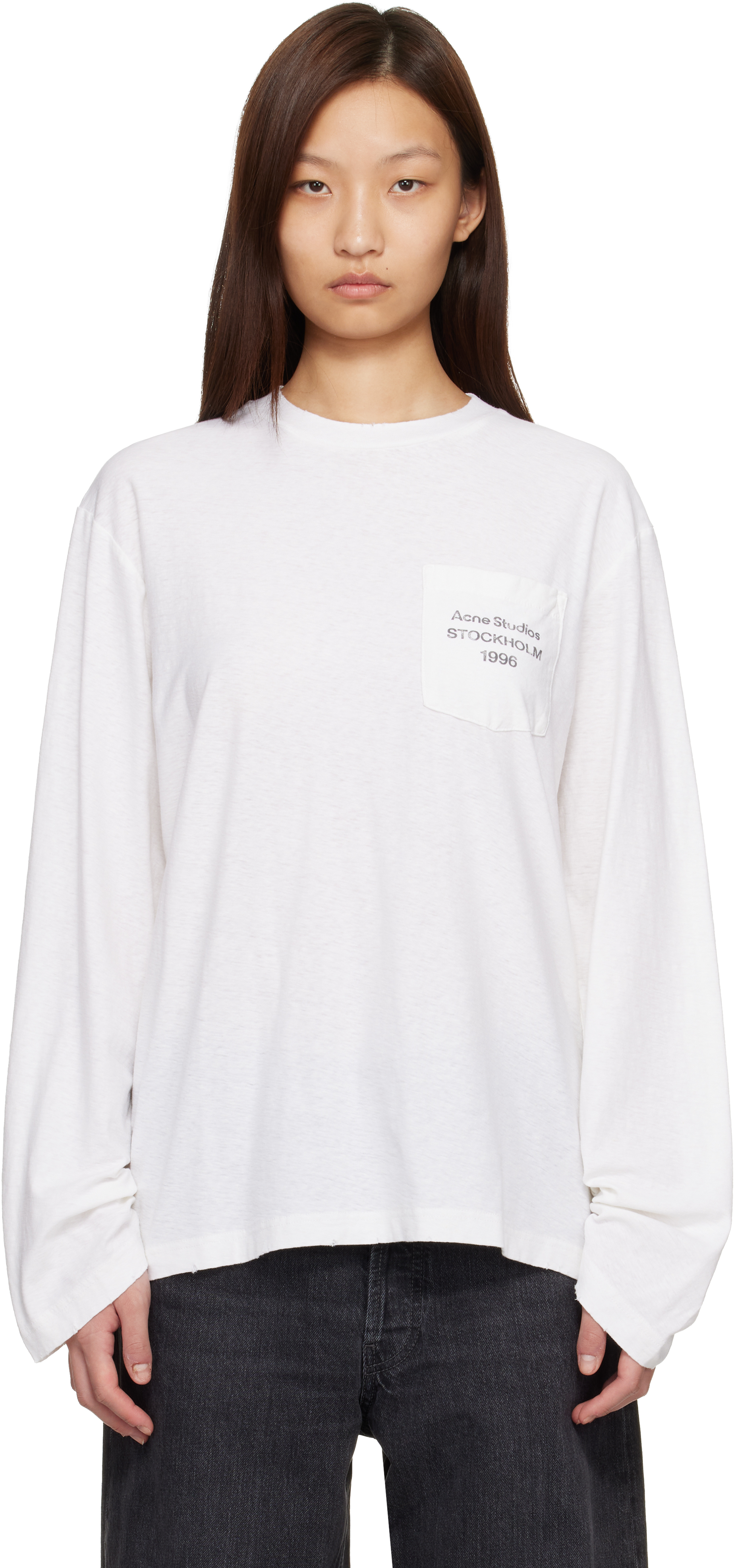 Acne Studios: White Logo T-shirt | SSENSE
