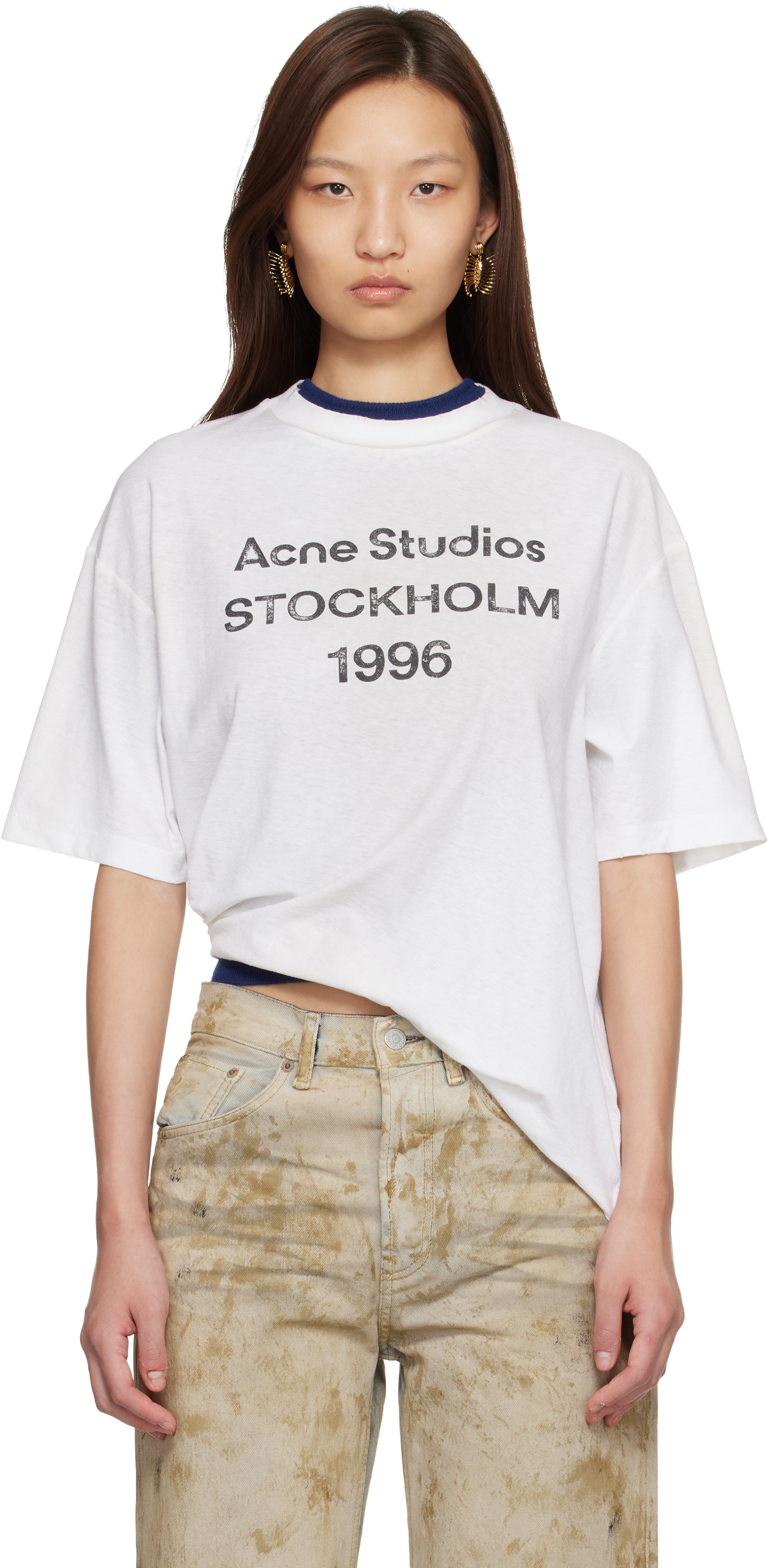 トップス acne studious LOGO T-SHIRT - RELAXED FIT Acne Studios - ロゴTシャツ - リラックスフィット - フェイデッドブラック