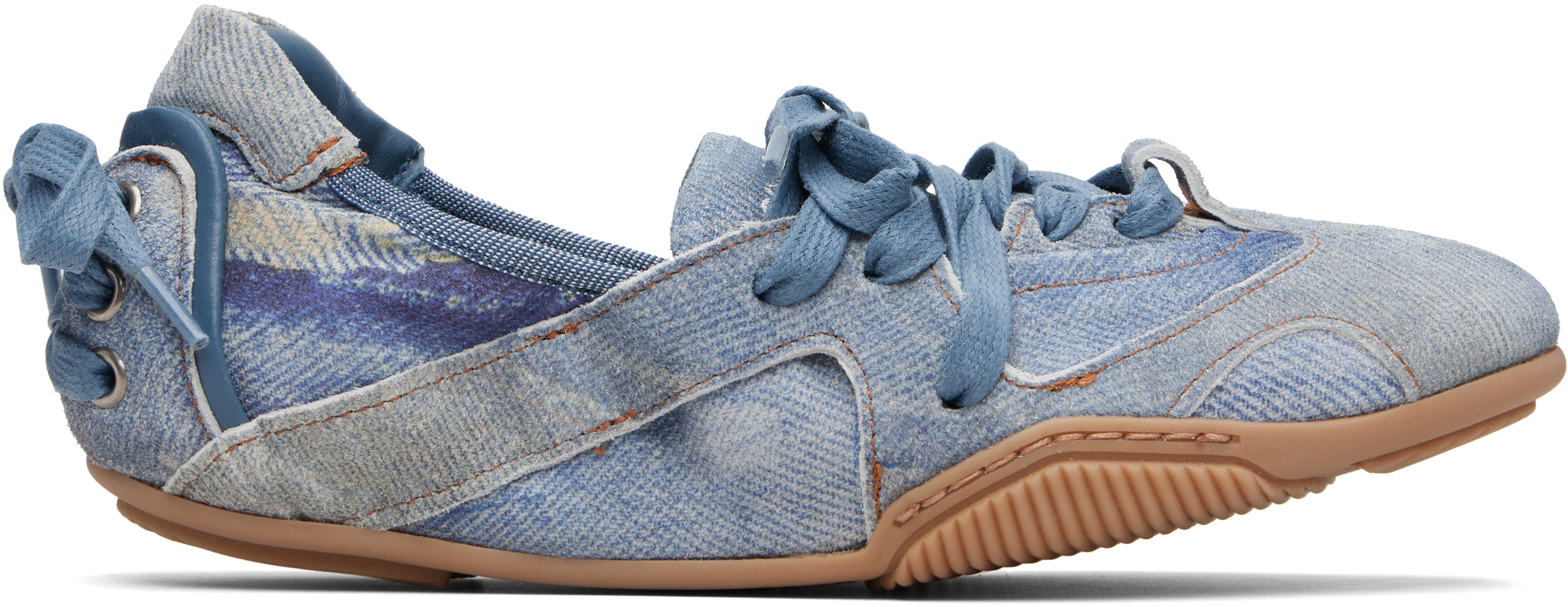 Acne Studios: ブルー レースアップ レザー スニーカー | SSENSE 日本