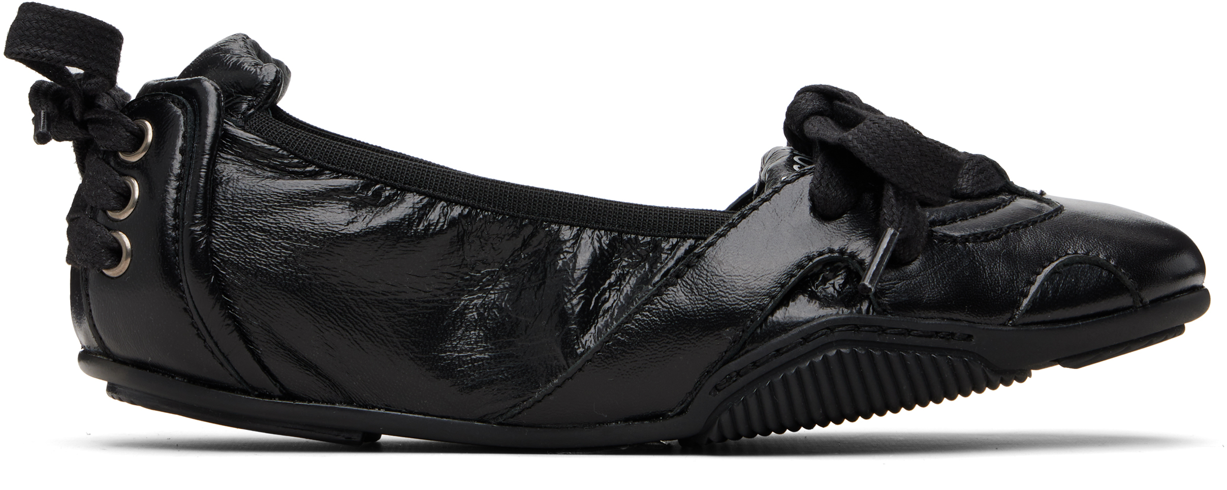 Acne Studios: ブラック Lace-Up レザースニーカー | SSENSE 日本