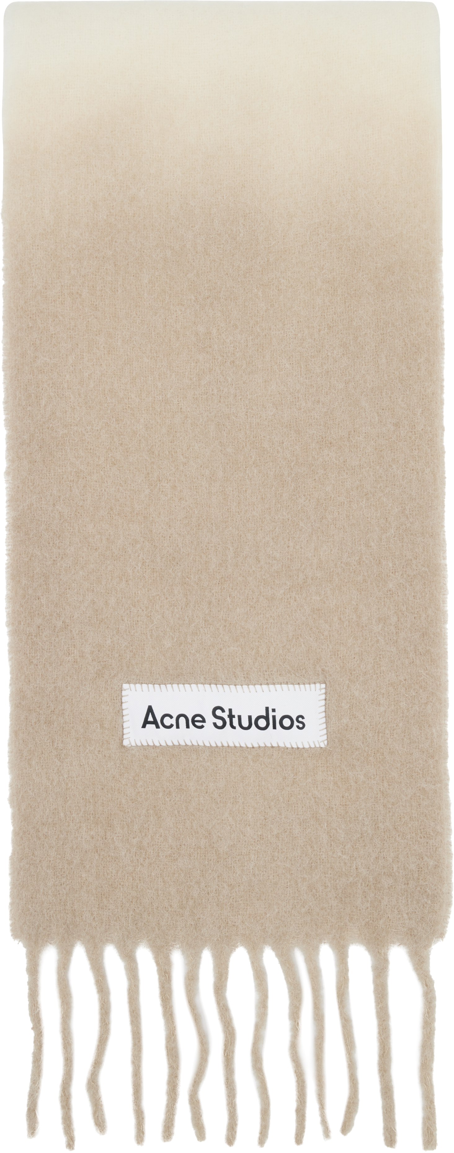 Acne Studios: オフホワイト＆ベージュ ウール フリンジ マフラー
