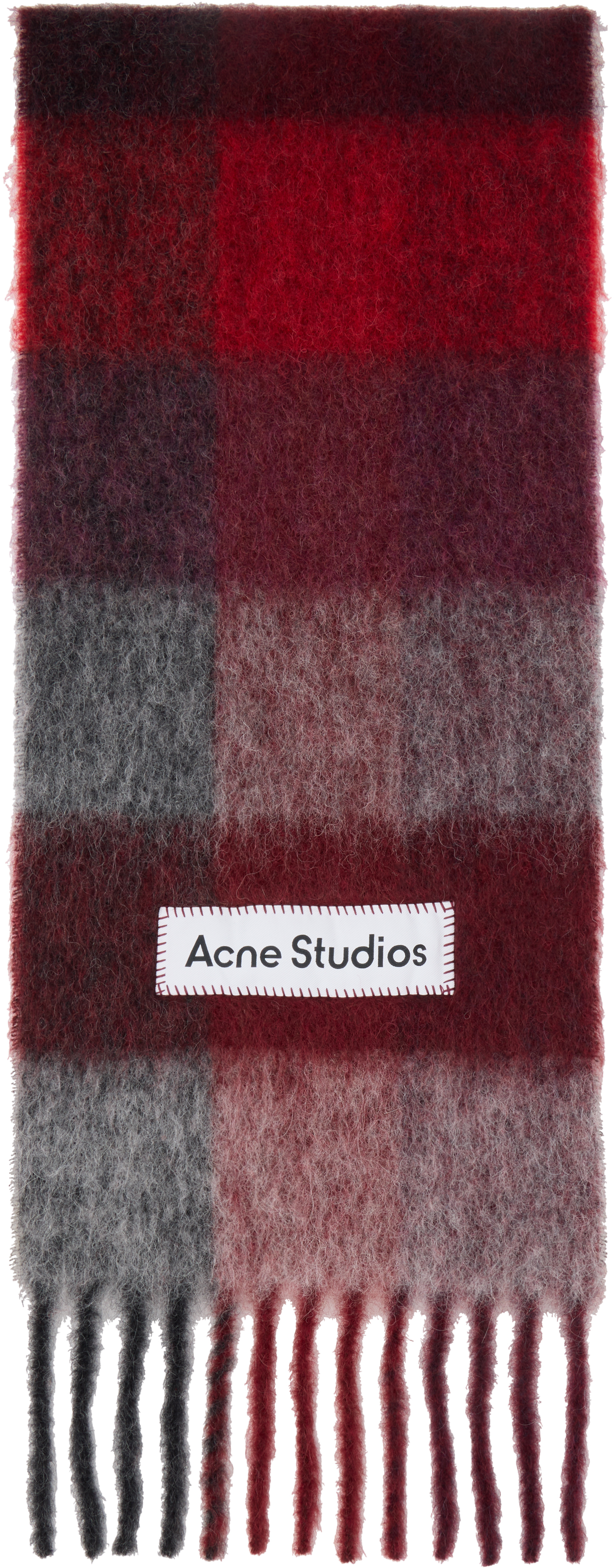 Acne Studios: レッド Mohair Checked マフラー | SSENSE 日本