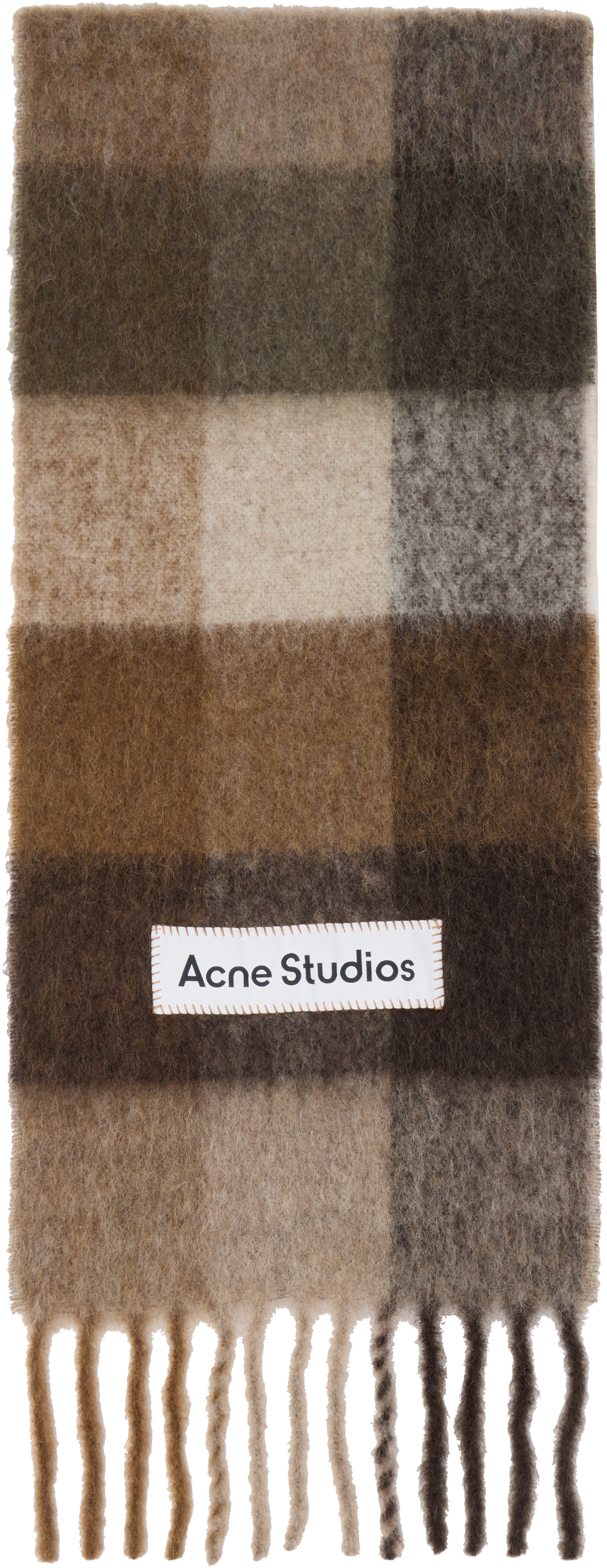 Acne Studios: ブラウン Mohair Checked マフラー | SSENSE 日本
