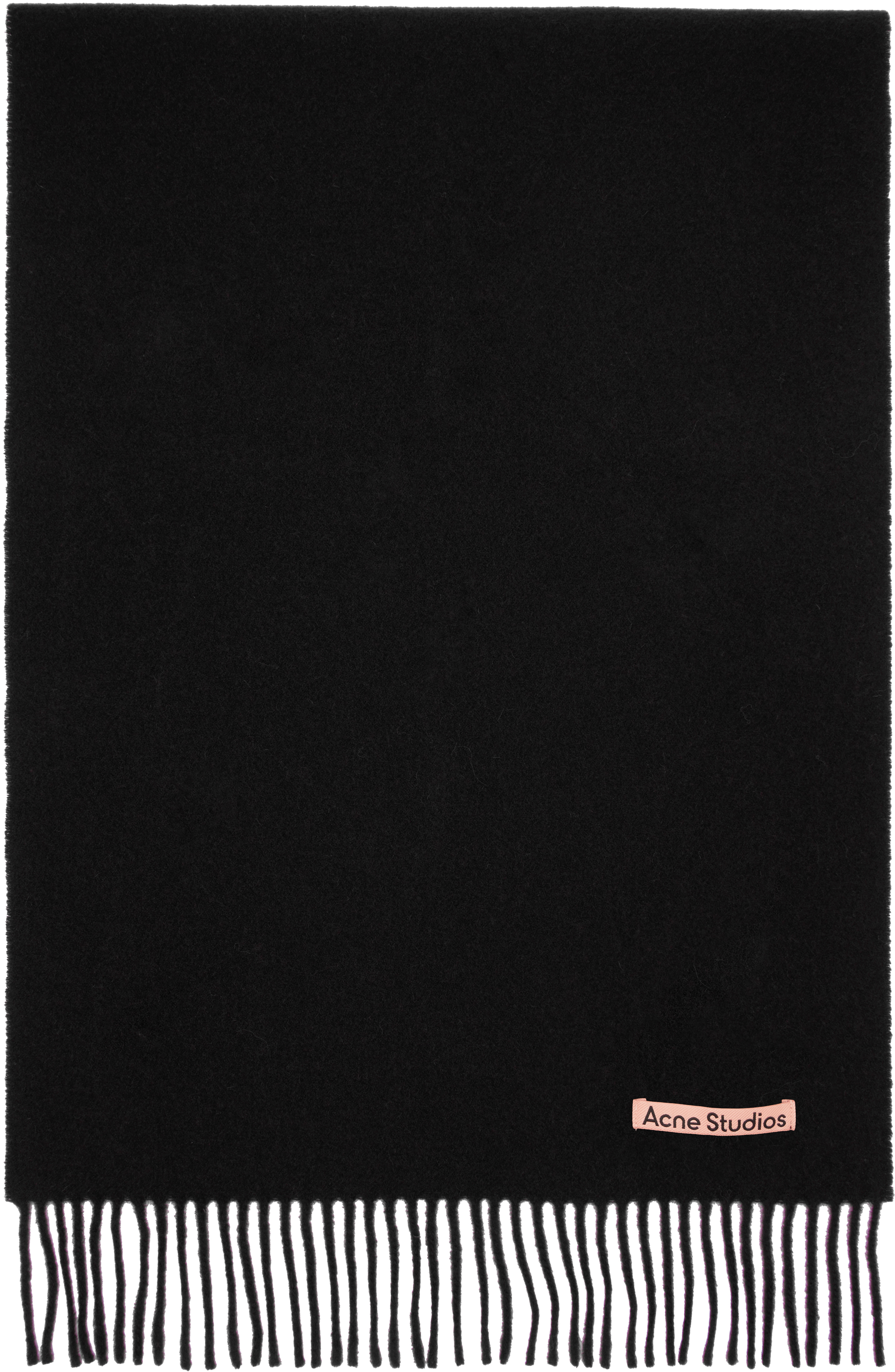 Acne Studios: ブラック Fringe Wool Narrow マフラー | SSENSE 日本