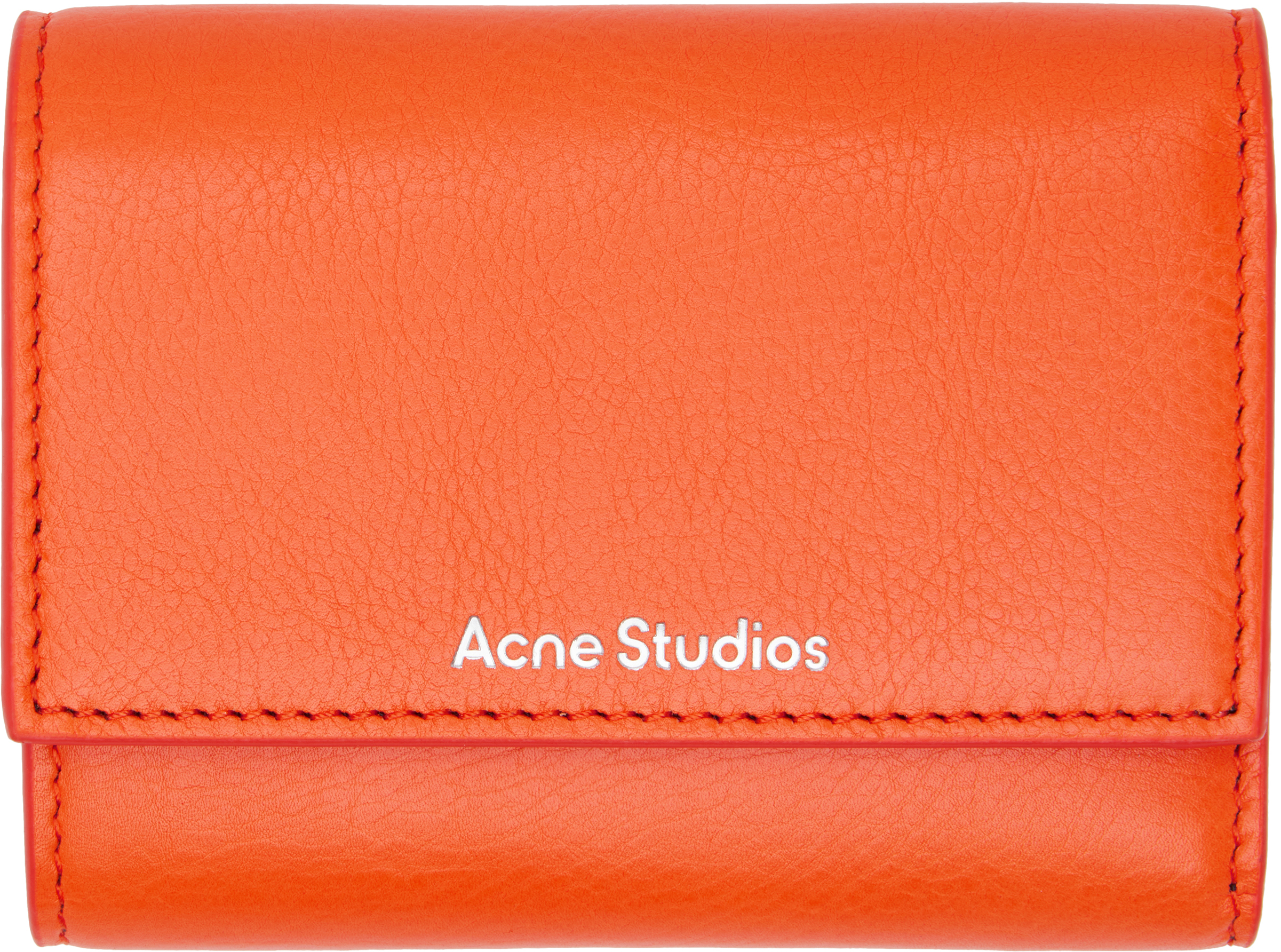 Acne Studios Orange Trifold Leather Wallet