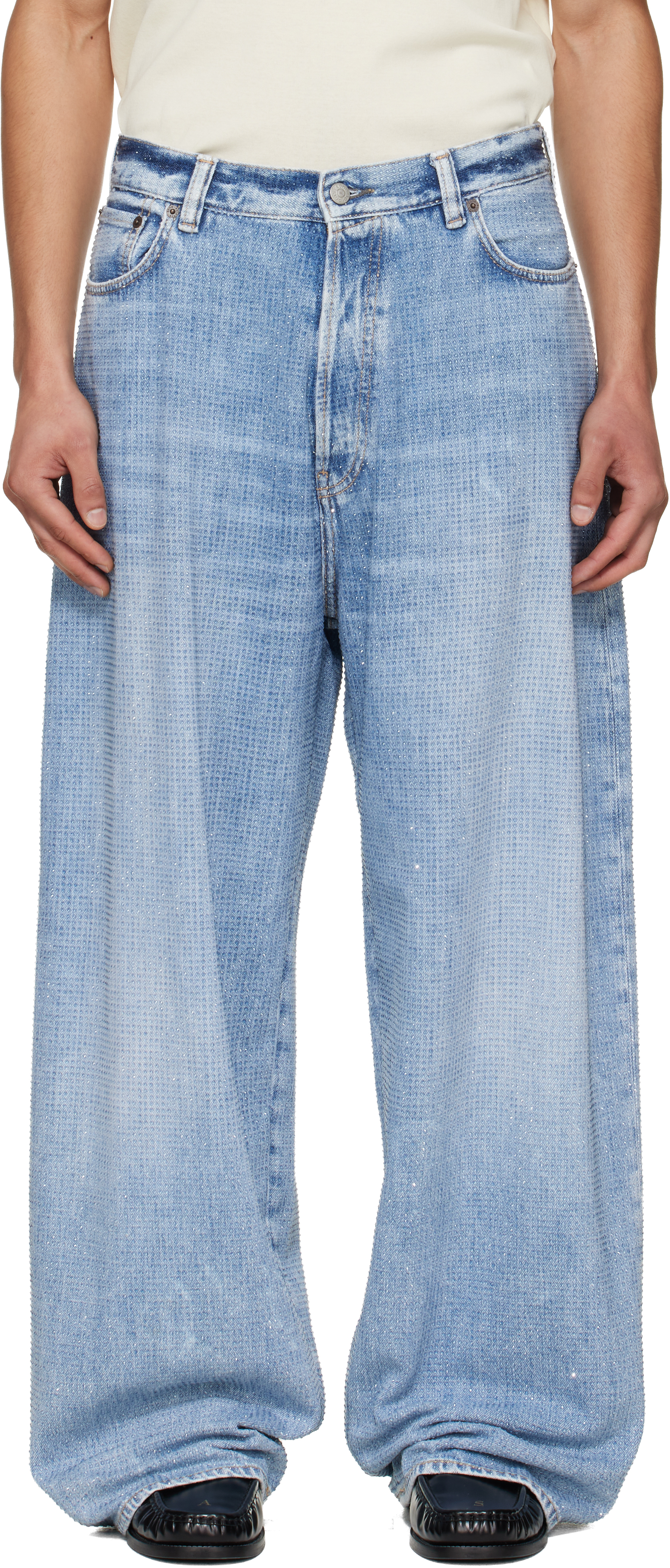 Blue Loose Rhinestone 2023 Jeans by Acne Studios on Sale