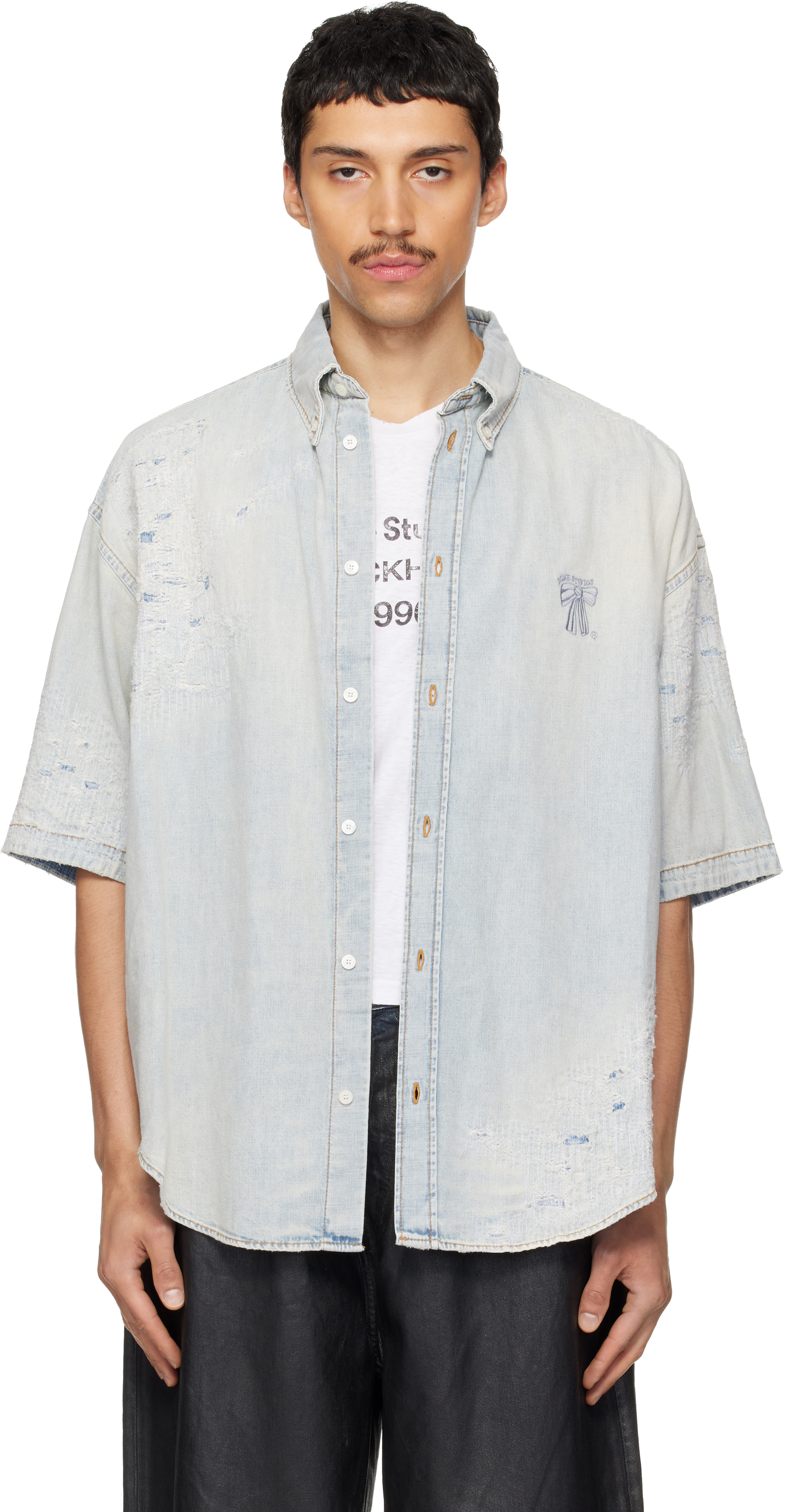 Blue Mended Denim Shirt