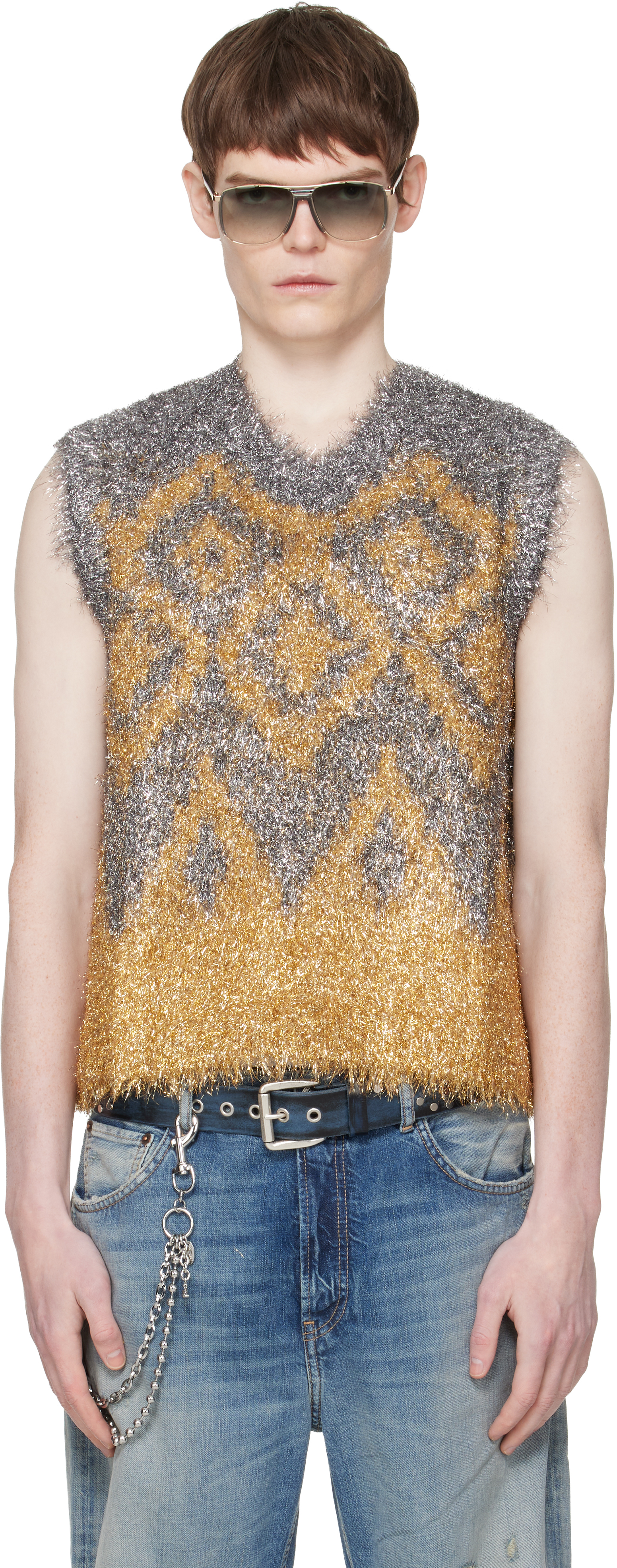 Acne Studios Gray Metallic Knit Vest