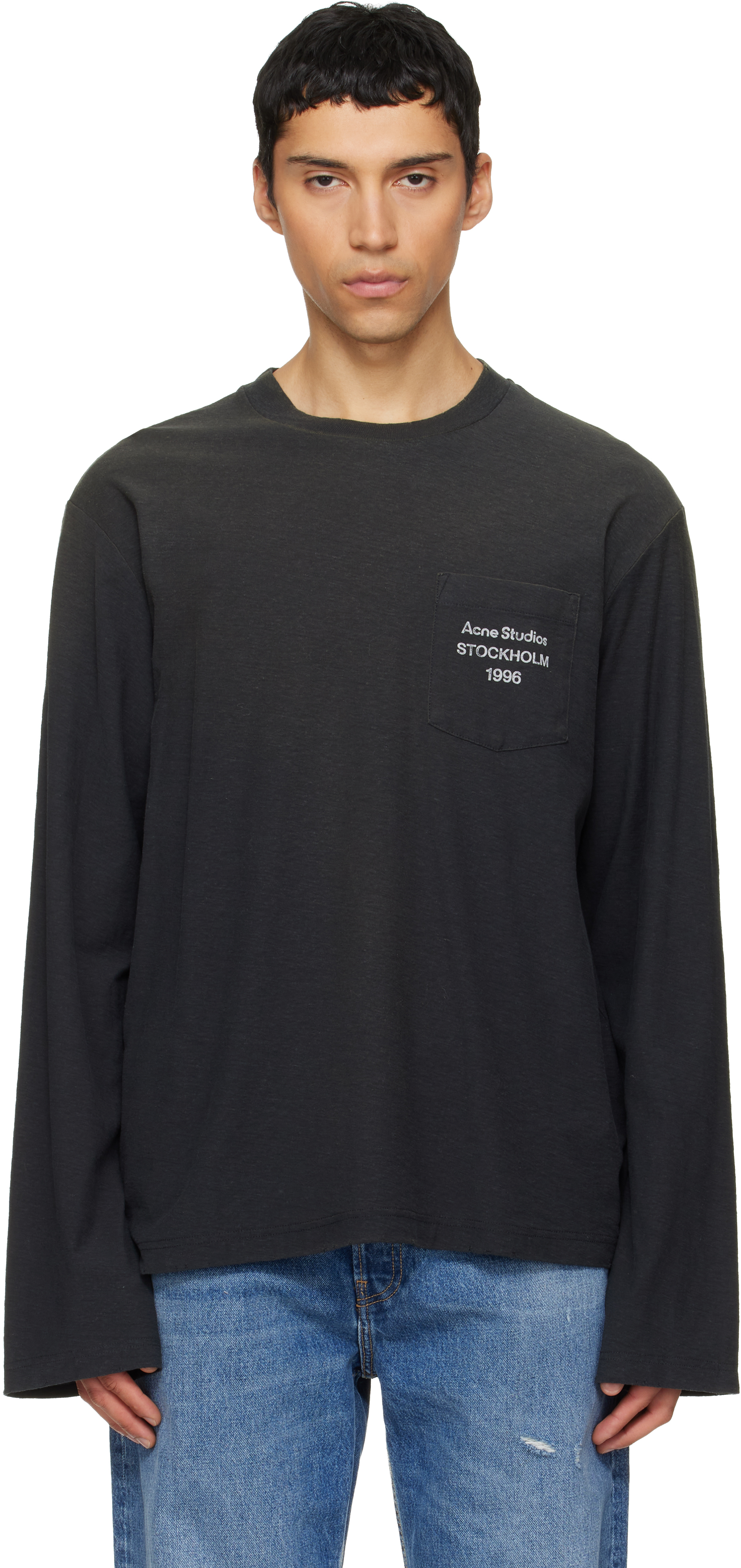 Acne Studios: ブラック ロゴ Tシャツ | SSENSE 日本
