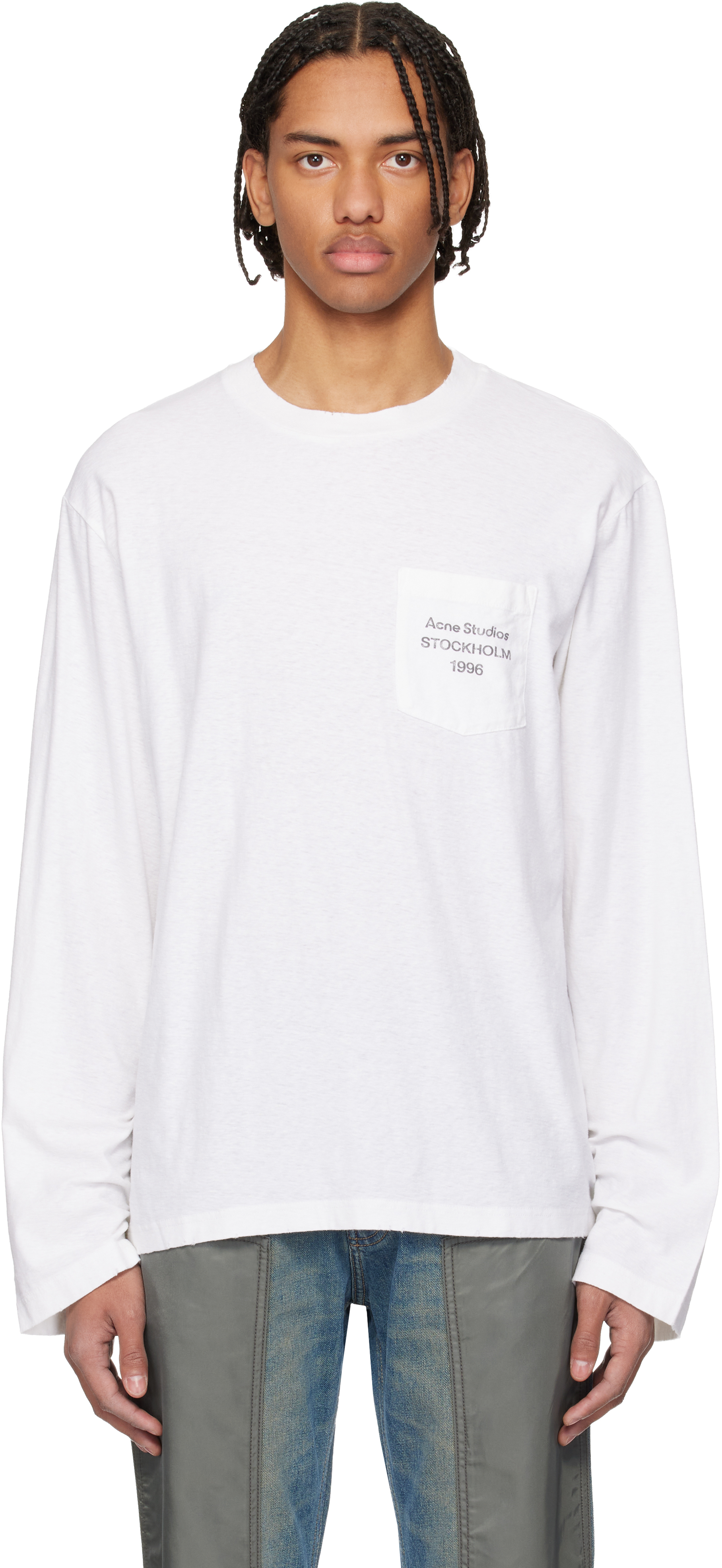 Acne Studios: ホワイト ロゴ Tシャツ | SSENSE 日本