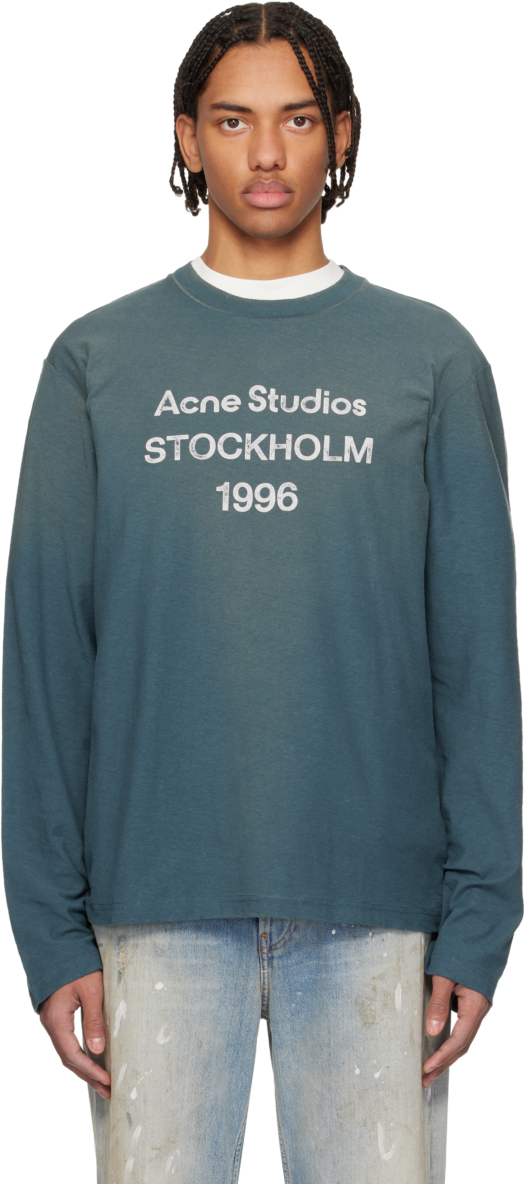 acne studios stockholm ロンt Acne Studios: Blue Relaxed Fit Logo T-shirt | SSENSE
