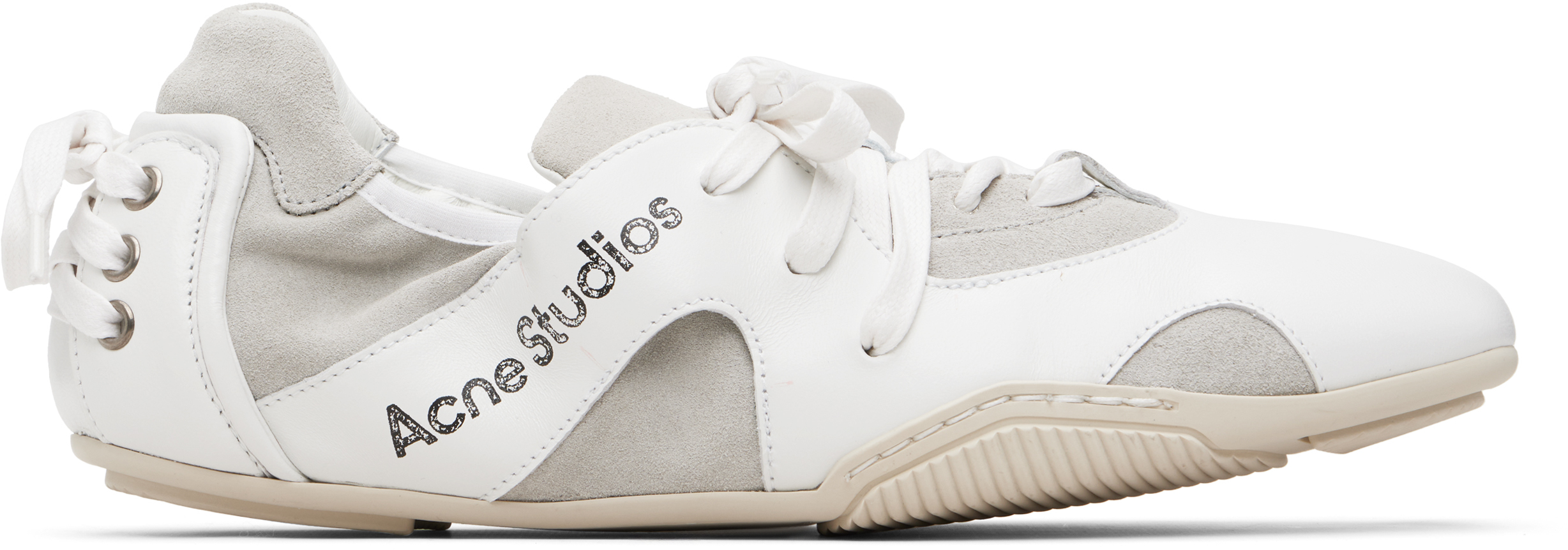 White Leather Lace-Up Sneakers