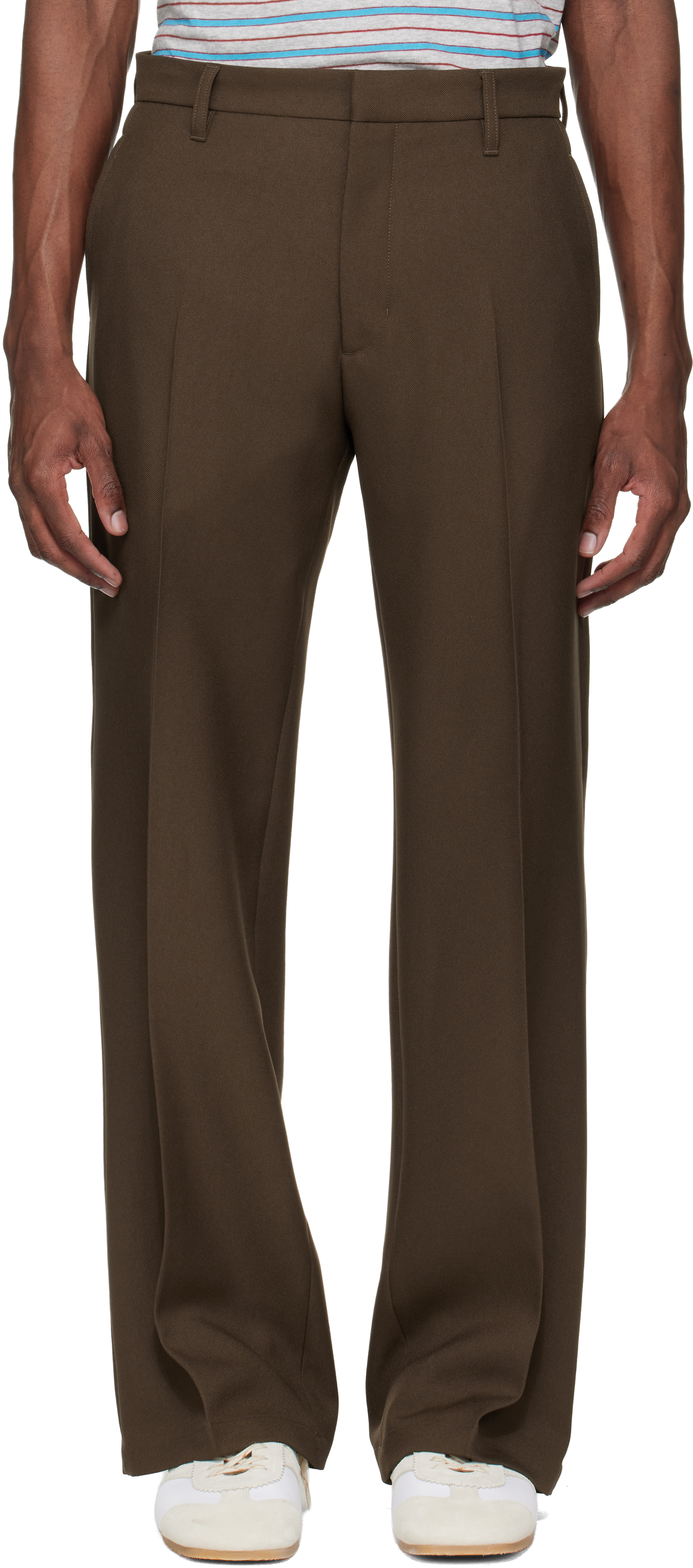 Stockholm (Surfboard) Club: Brown Tailored Bootcut Trousers | SSENSE