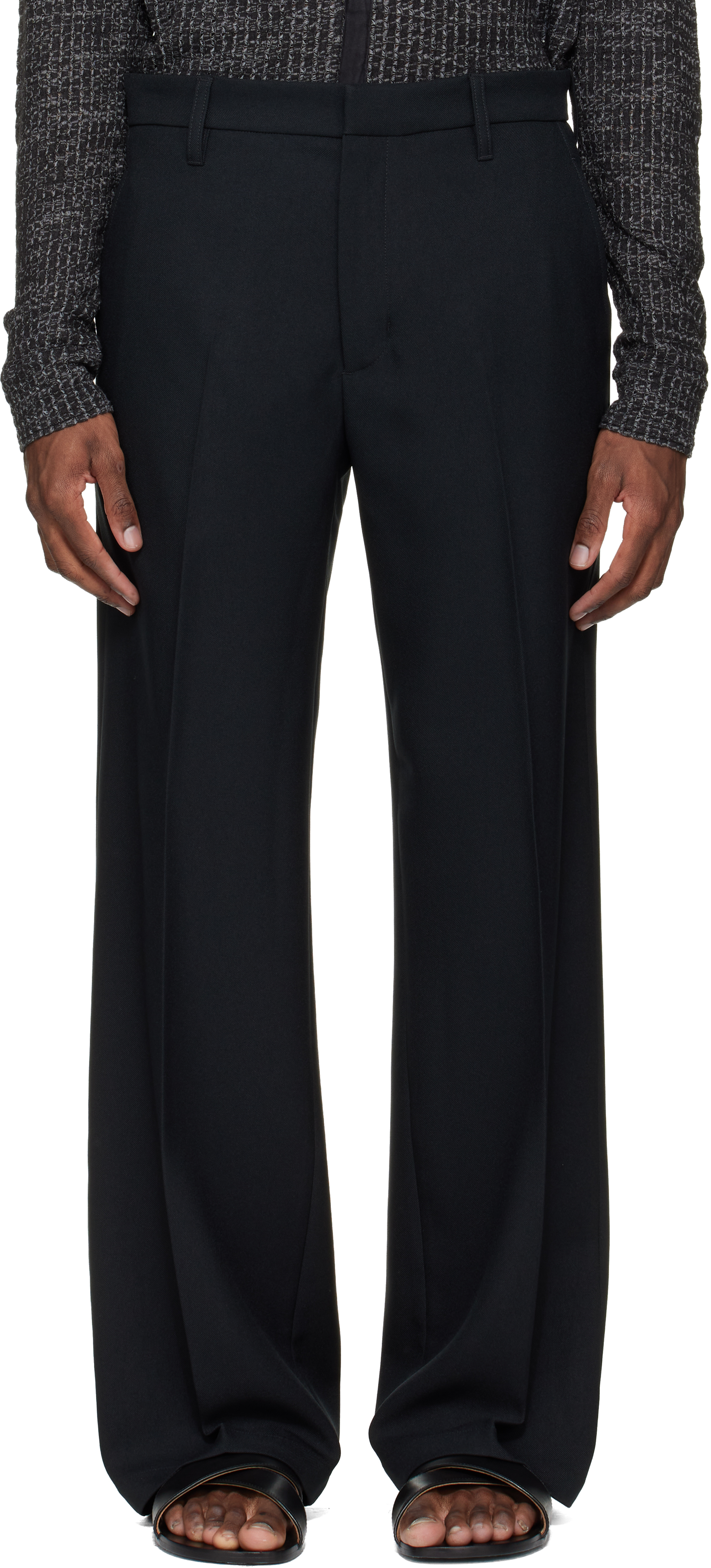Stockholm (Surfboard) Club: Black Tailored Bootcut Trousers | SSENSE
