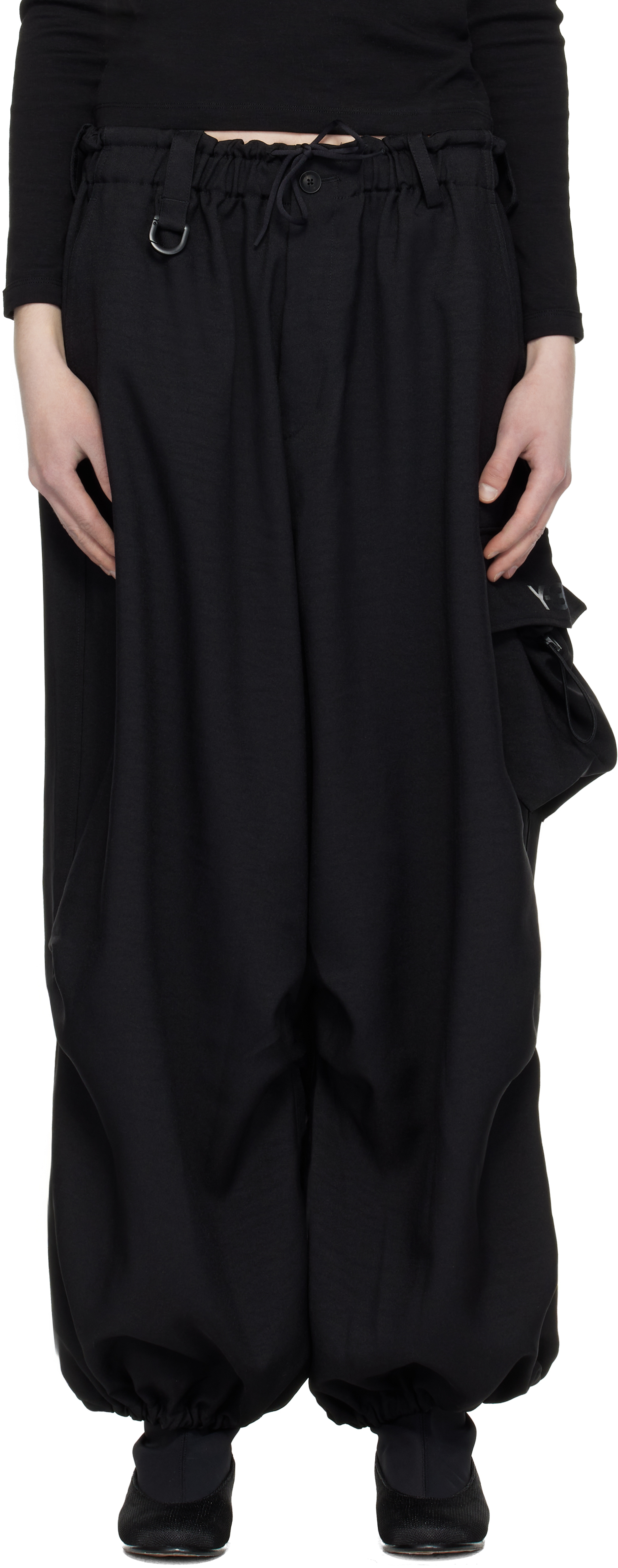 Y-3: ブラック Sport Uniform ワイド カーゴパンツ | SSENSE 日本
