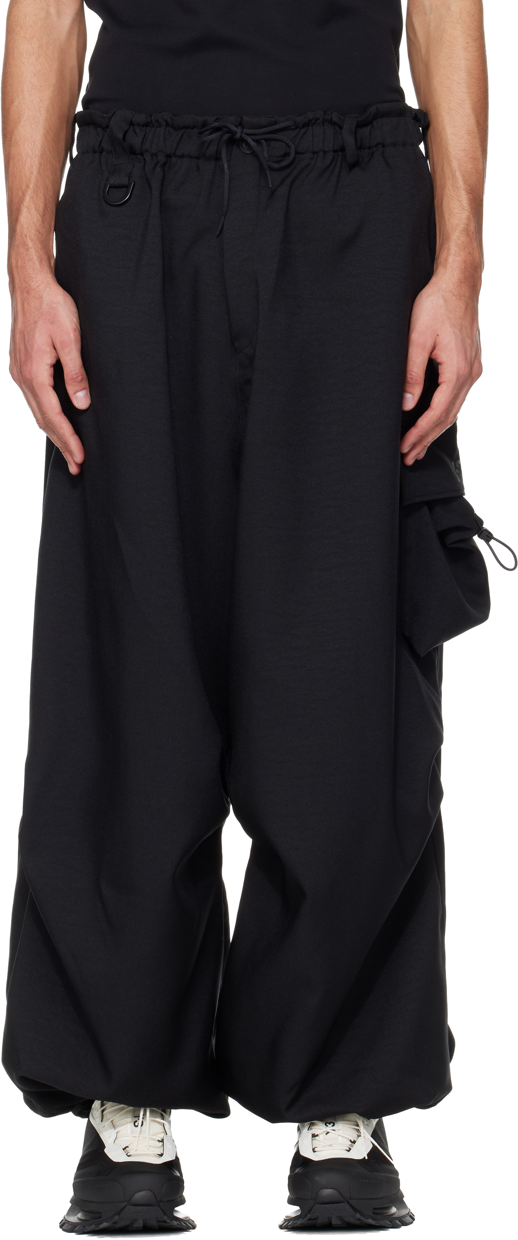 Y-3: Black Sport Uniform Wide Cargo Pants | SSENSE